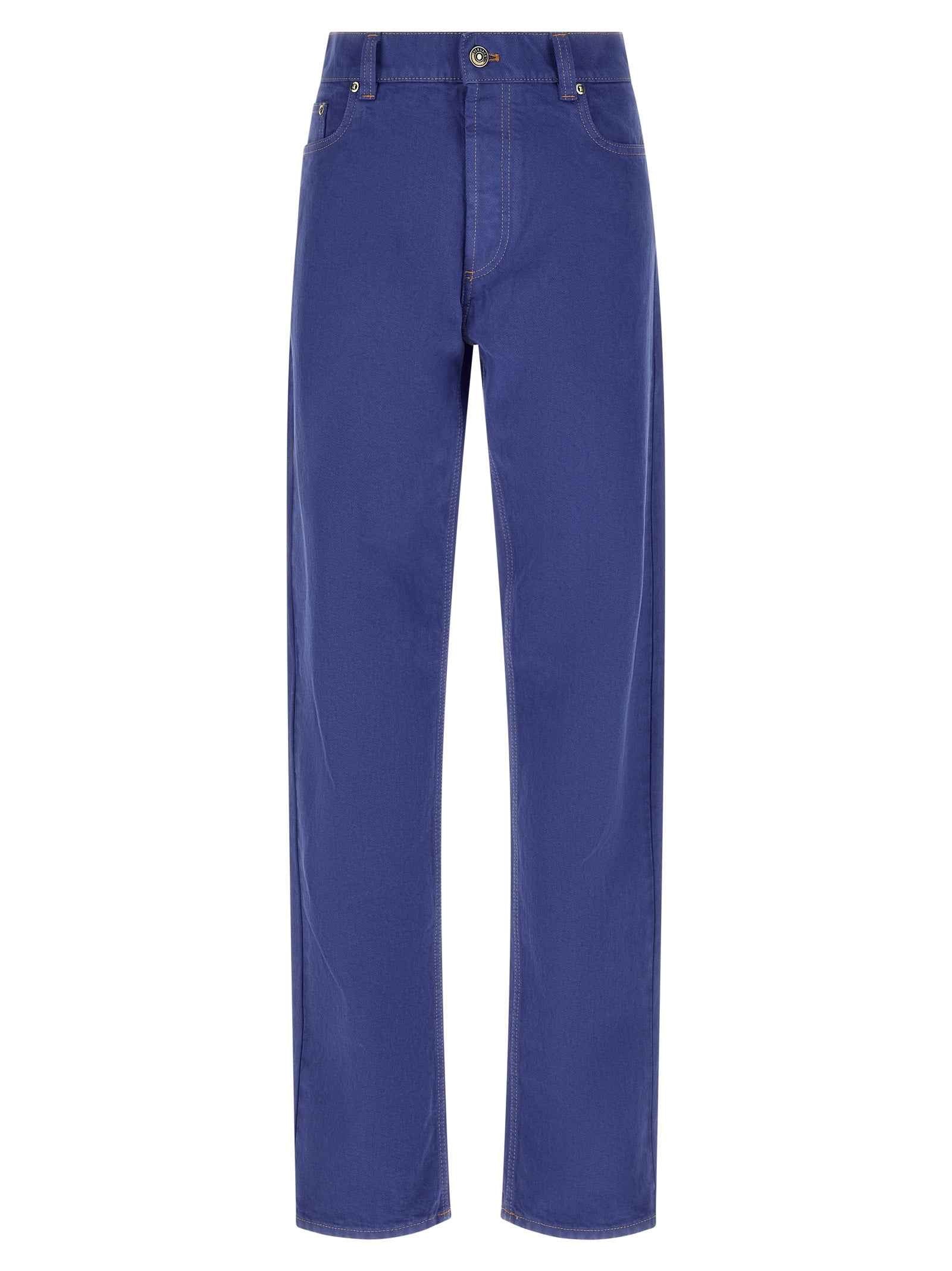 Versace Blue Cotton Straight-Leg Jeans