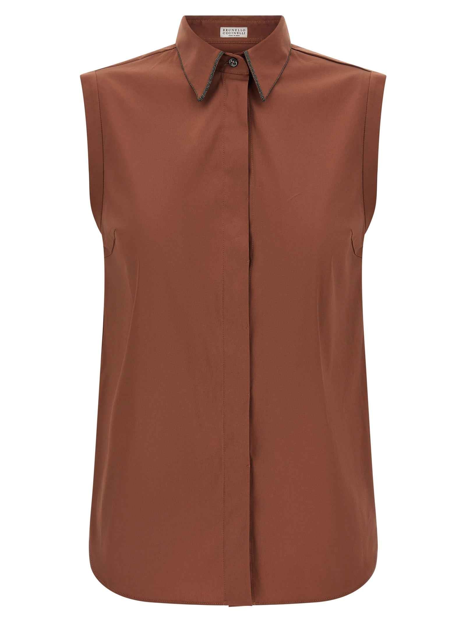 Brunello Cucinelli Brown Cotton Blouse