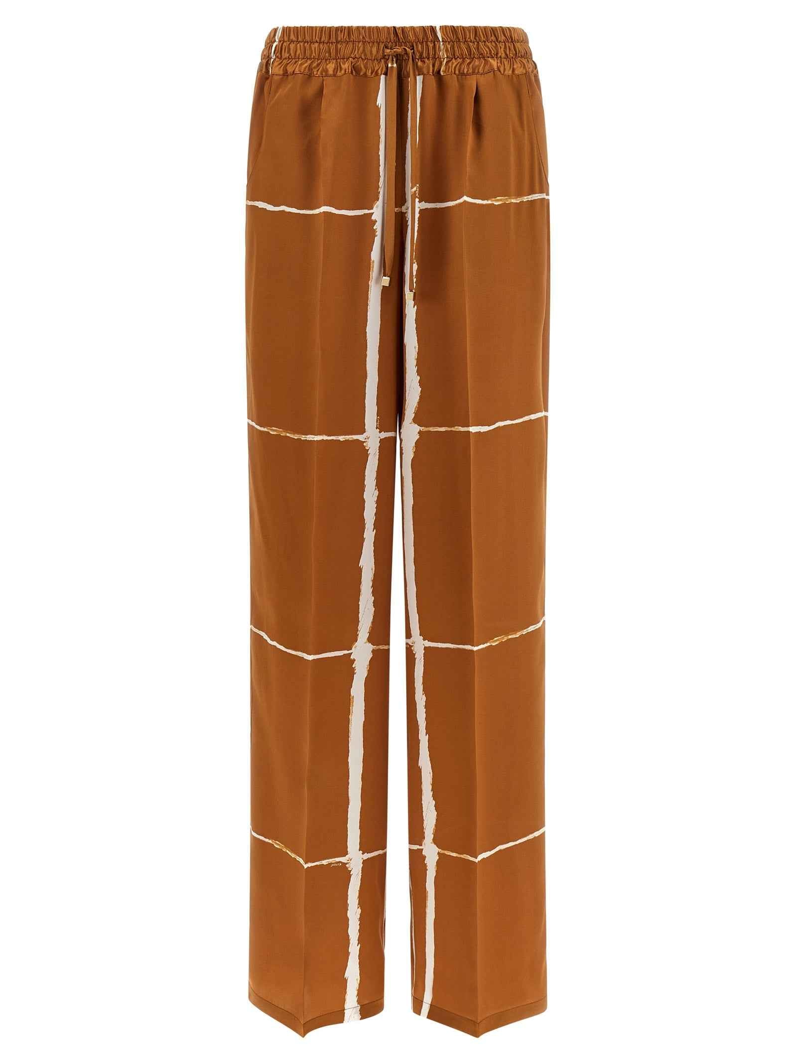 Kiton Brown Silk Casual Pants
