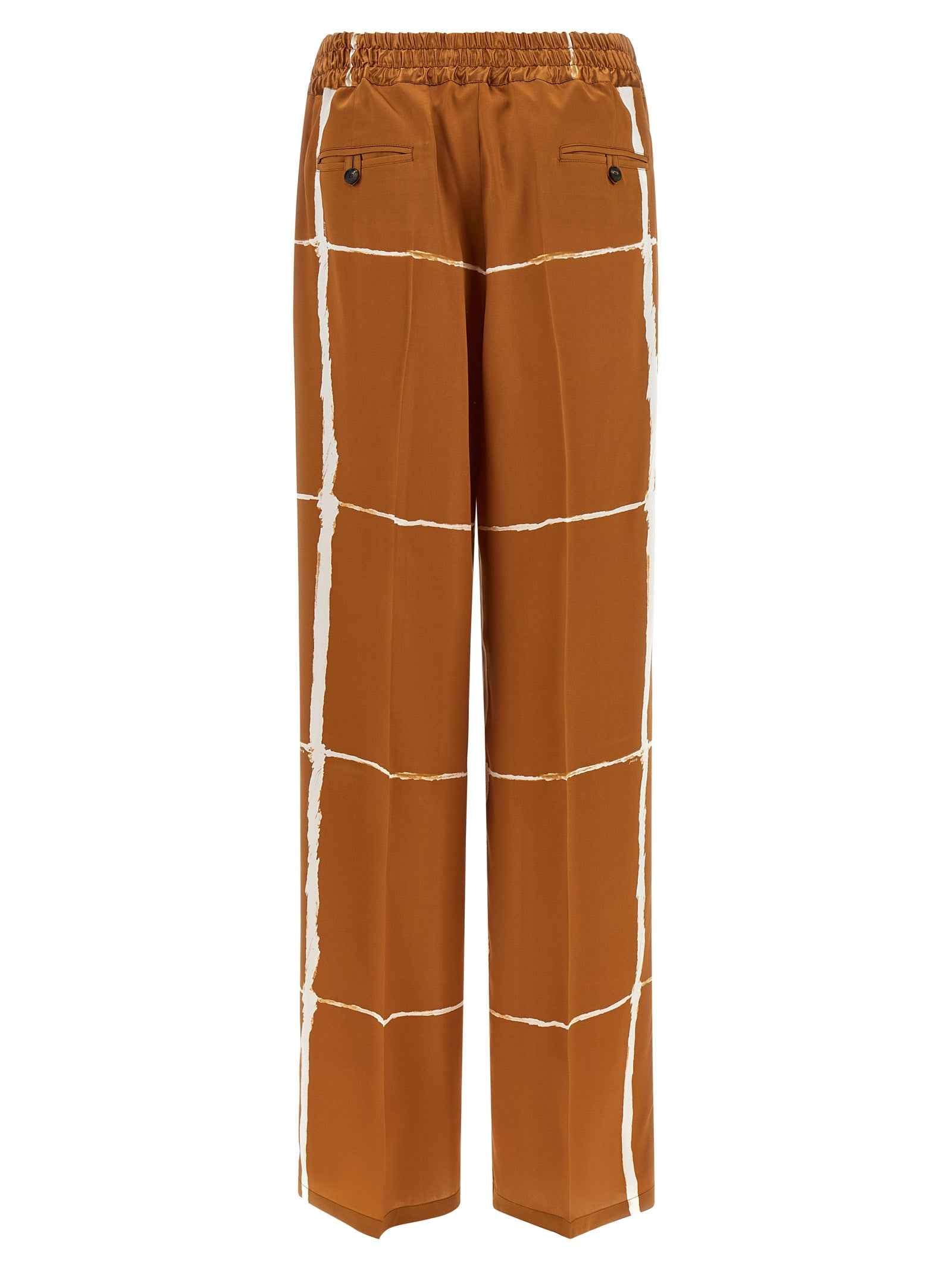 Kiton Brown Silk Casual Pants