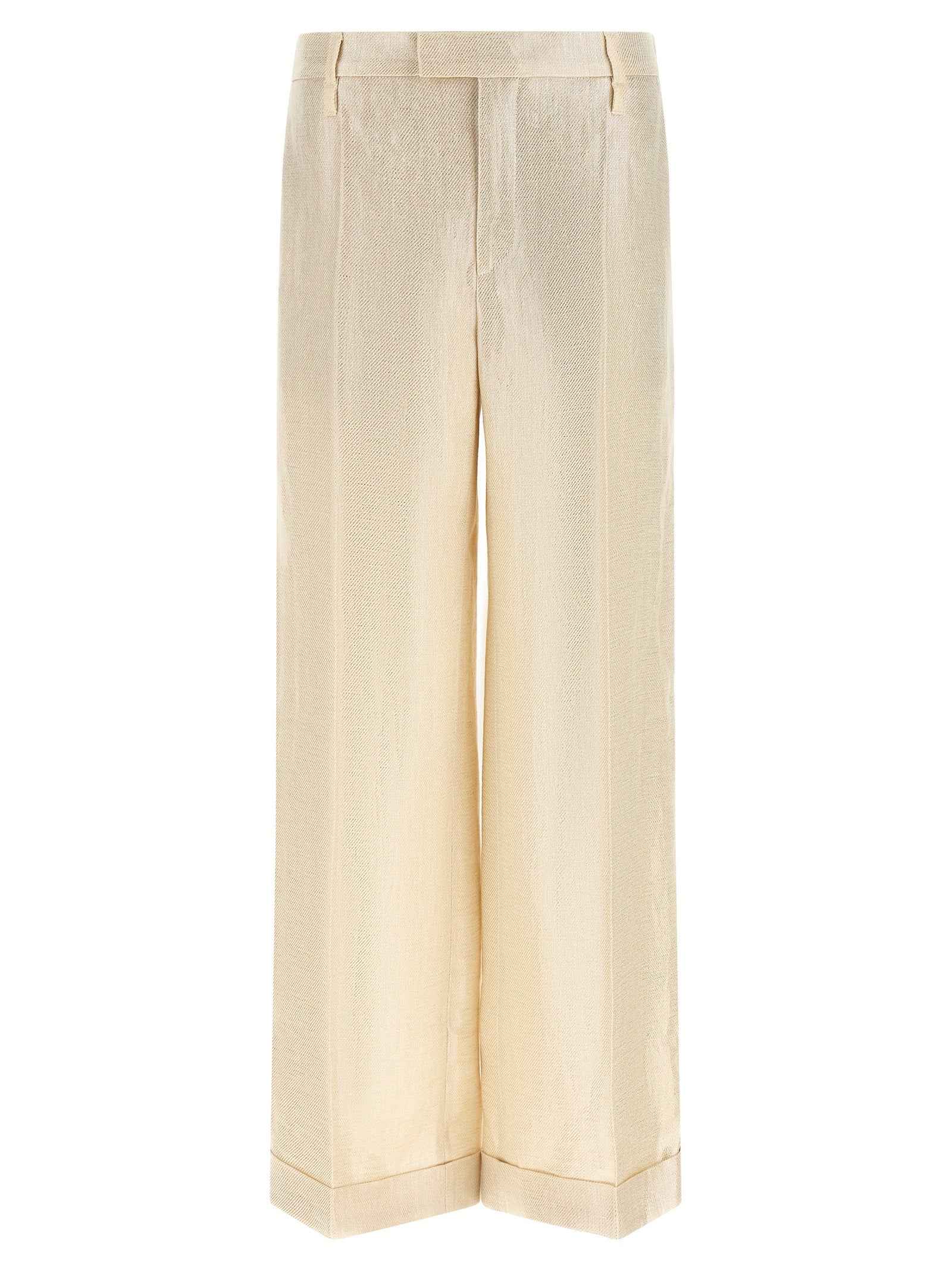 Brunello Cucinelli Gold Linen Casual Pants