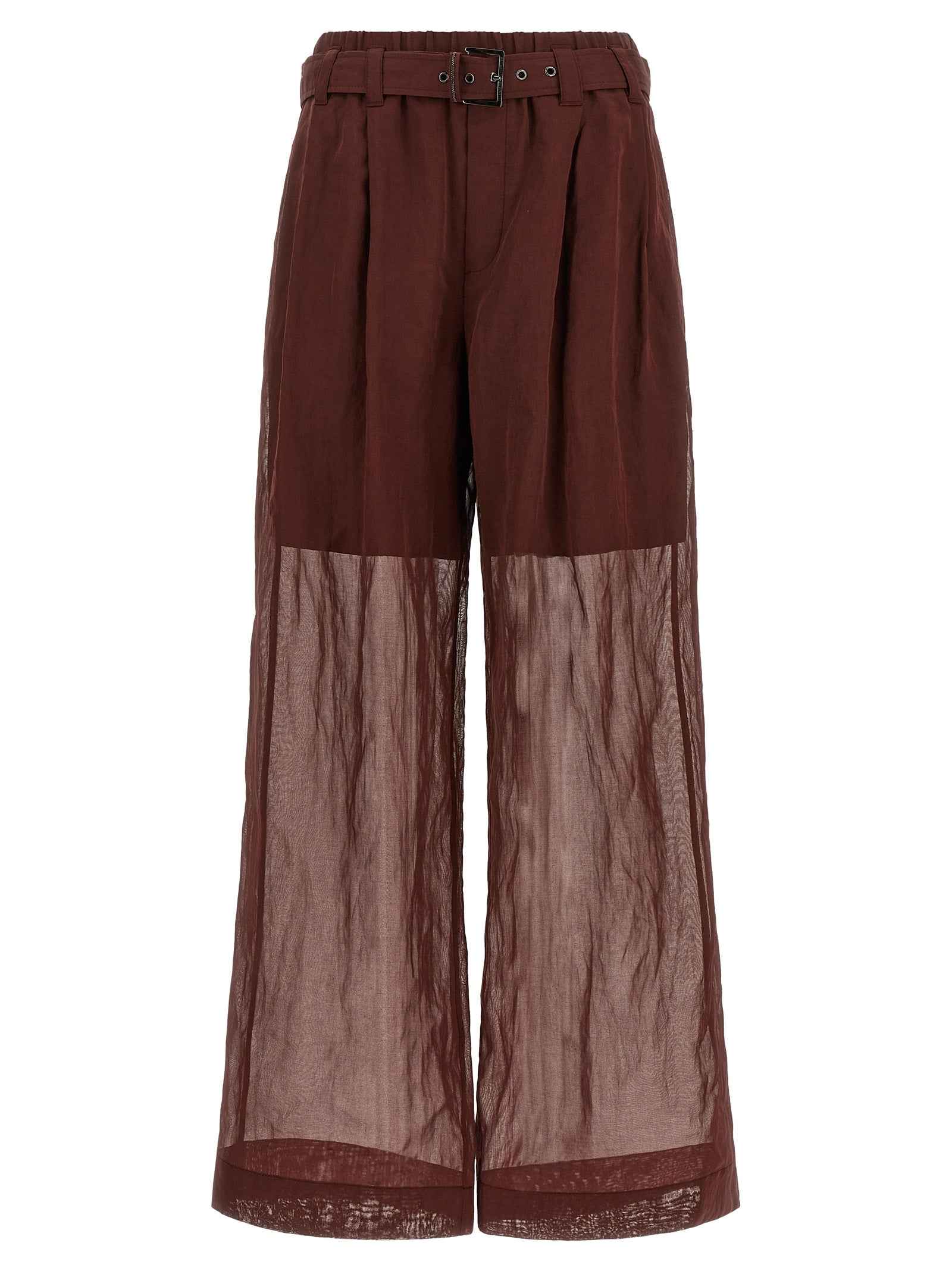 Brunello Cucinelli Bordeaux Cotton Flared Pants
