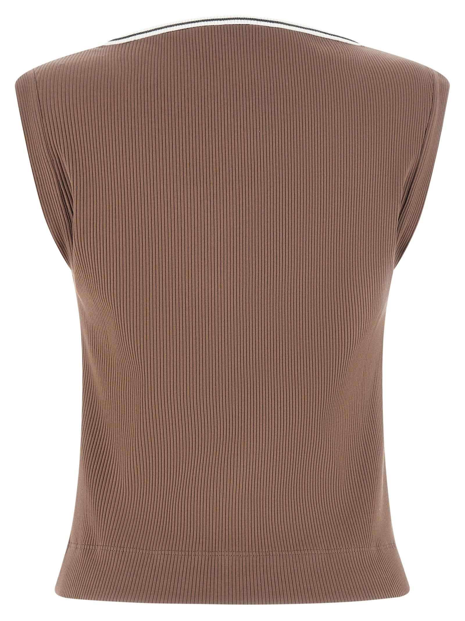 Brunello Cucinelli Brown Cotton Tank Tops