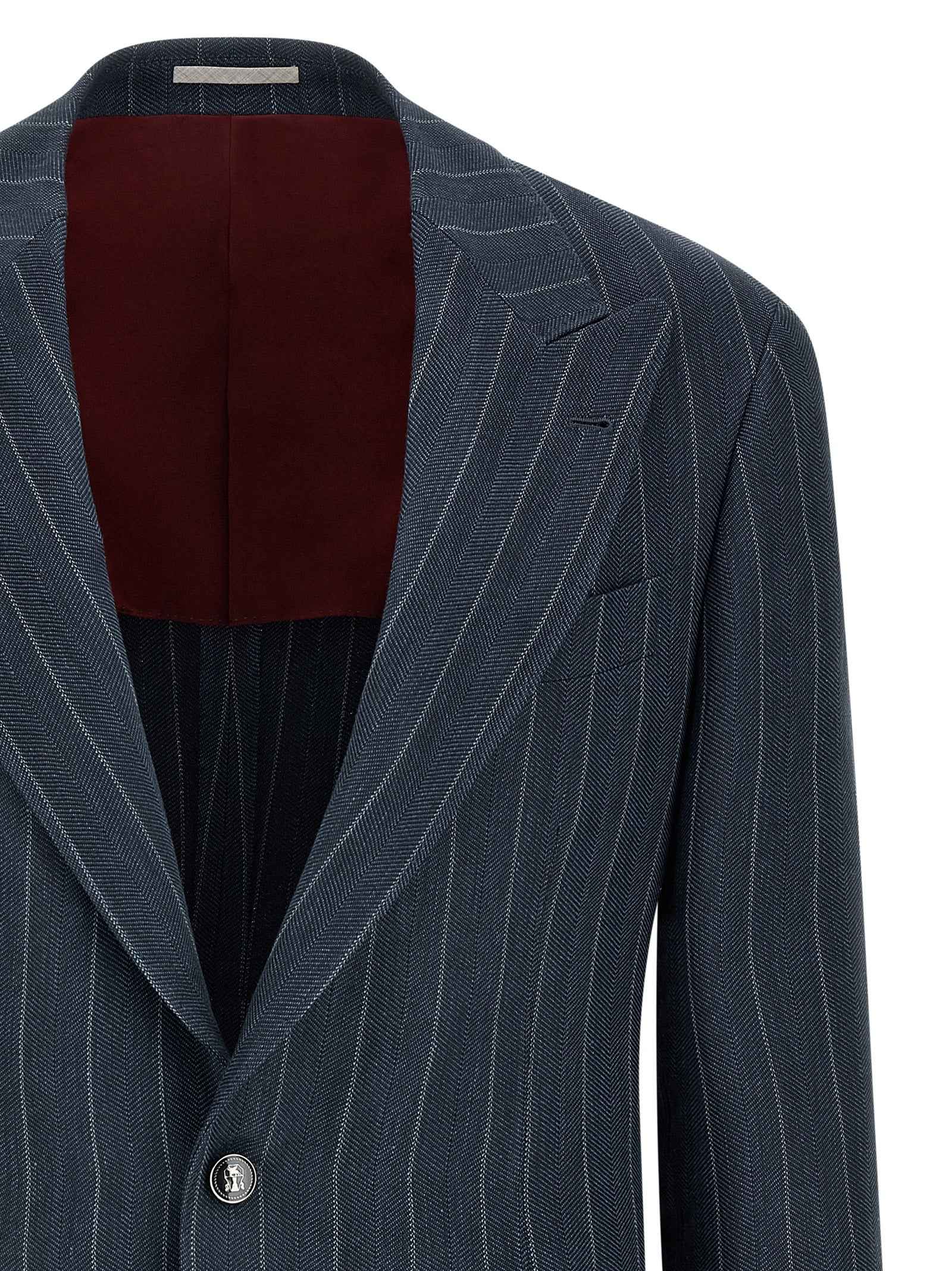 Brunello Cucinelli Blue Hemp Blazer