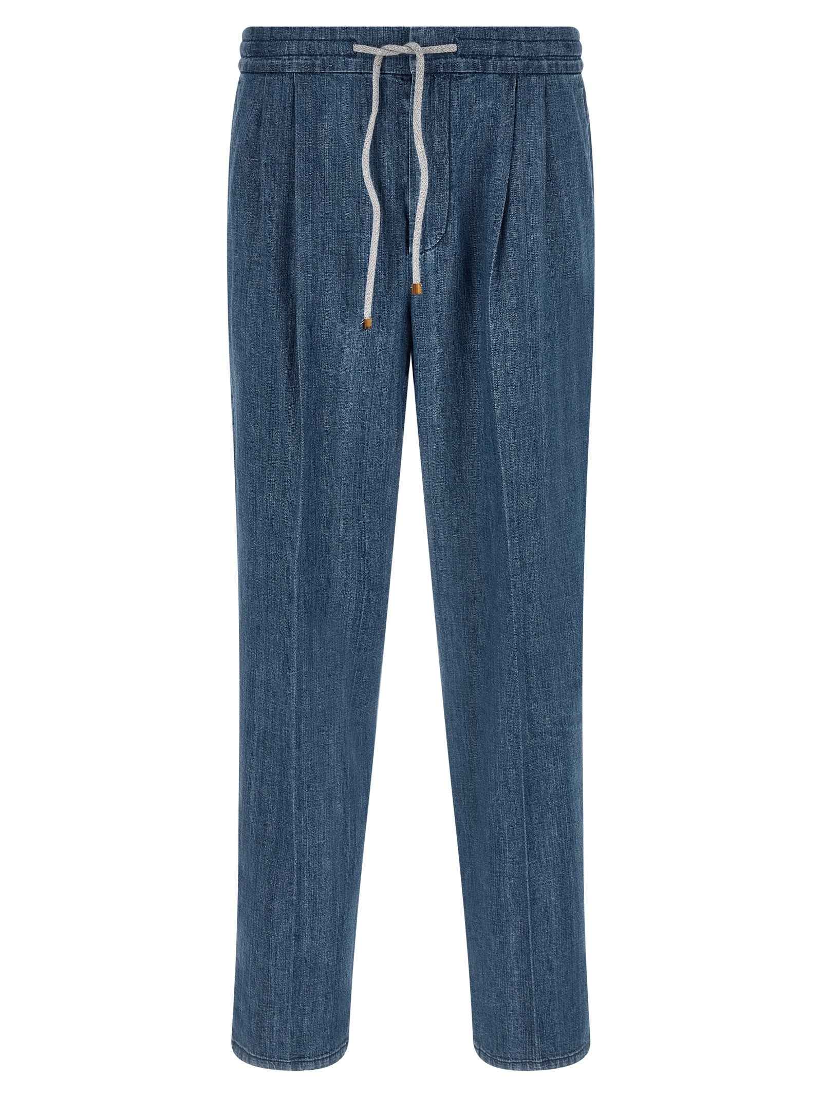 Brunello Cucinelli Blue Cotton Relaxed Fit Jeans