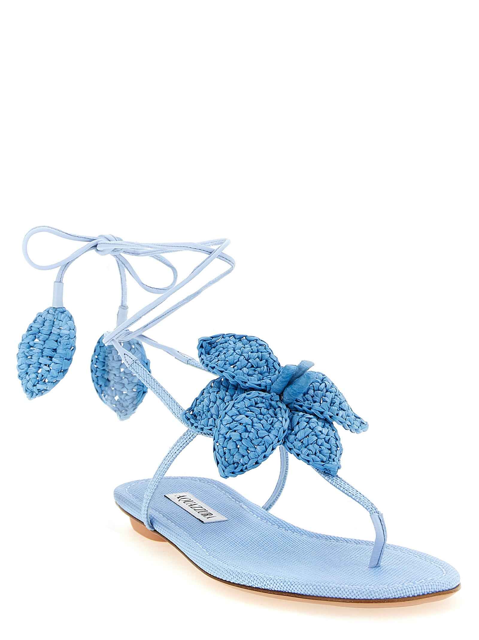 Aquazzura Blue Viscose Flat Sandals