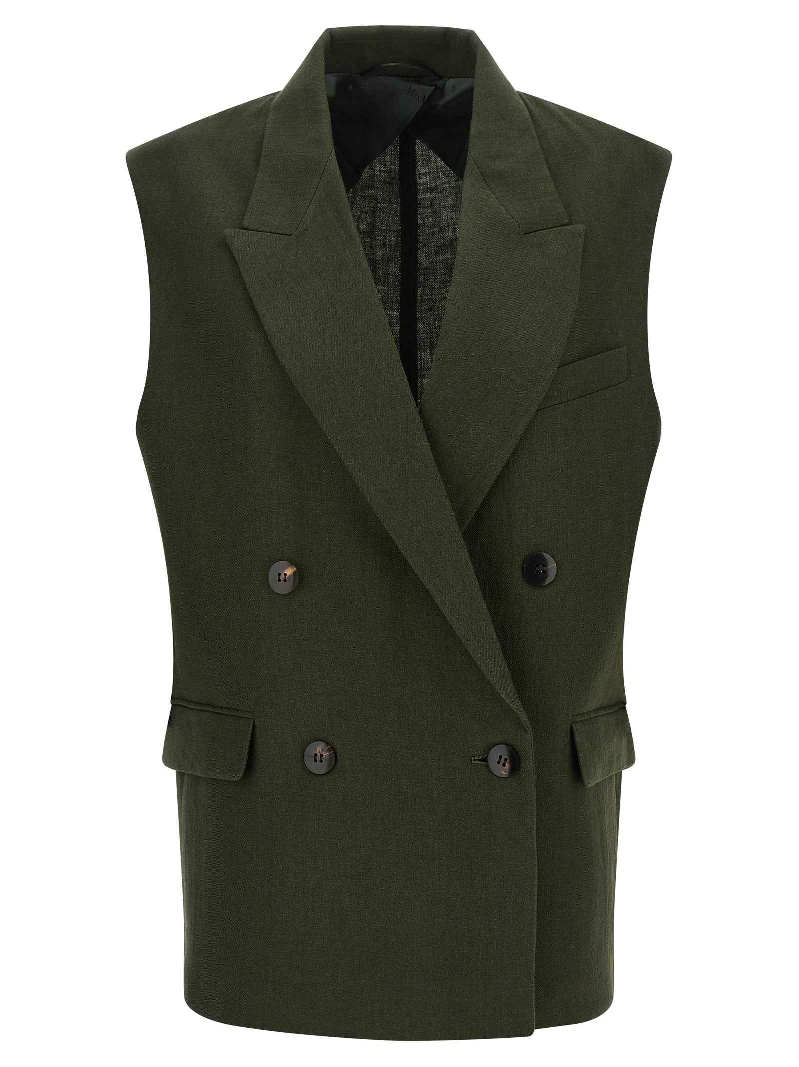 Max Mara Bicolor Linen Sleeveless Jacket