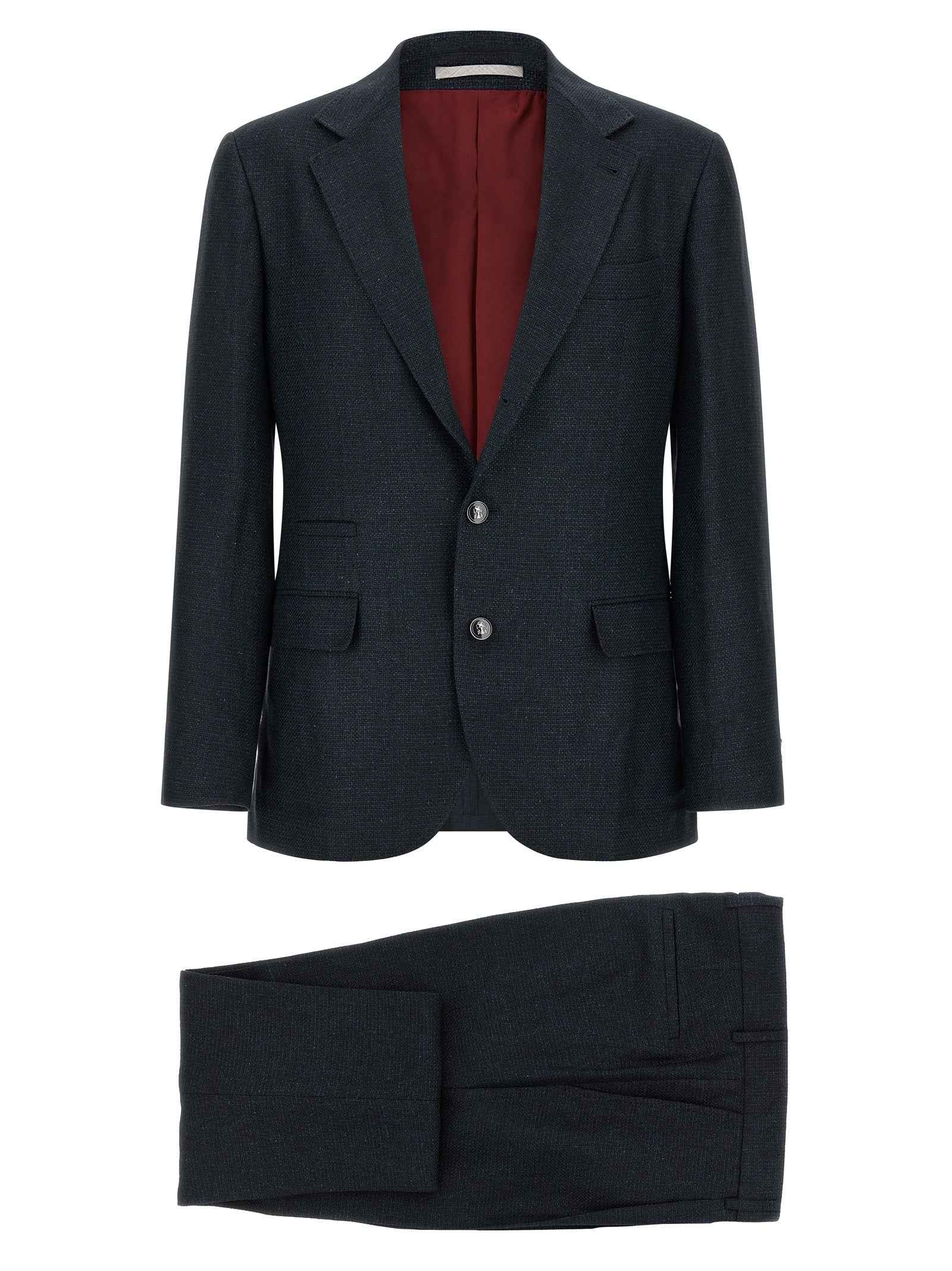 Brunello Cucinelli Blue Silk Two-Piece Suit