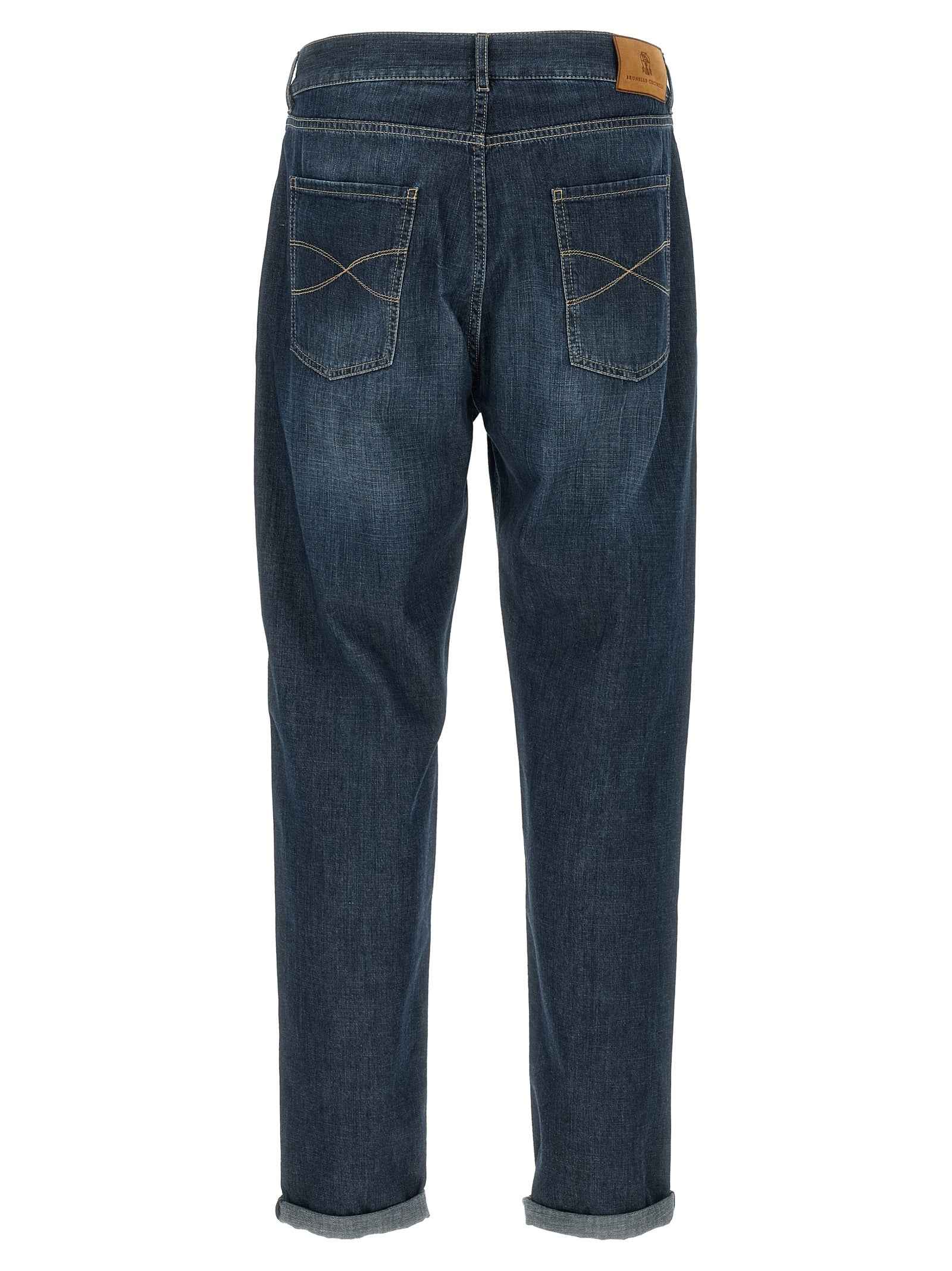 Brunello Cucinelli Blue Cotton Straight-Leg Jeans