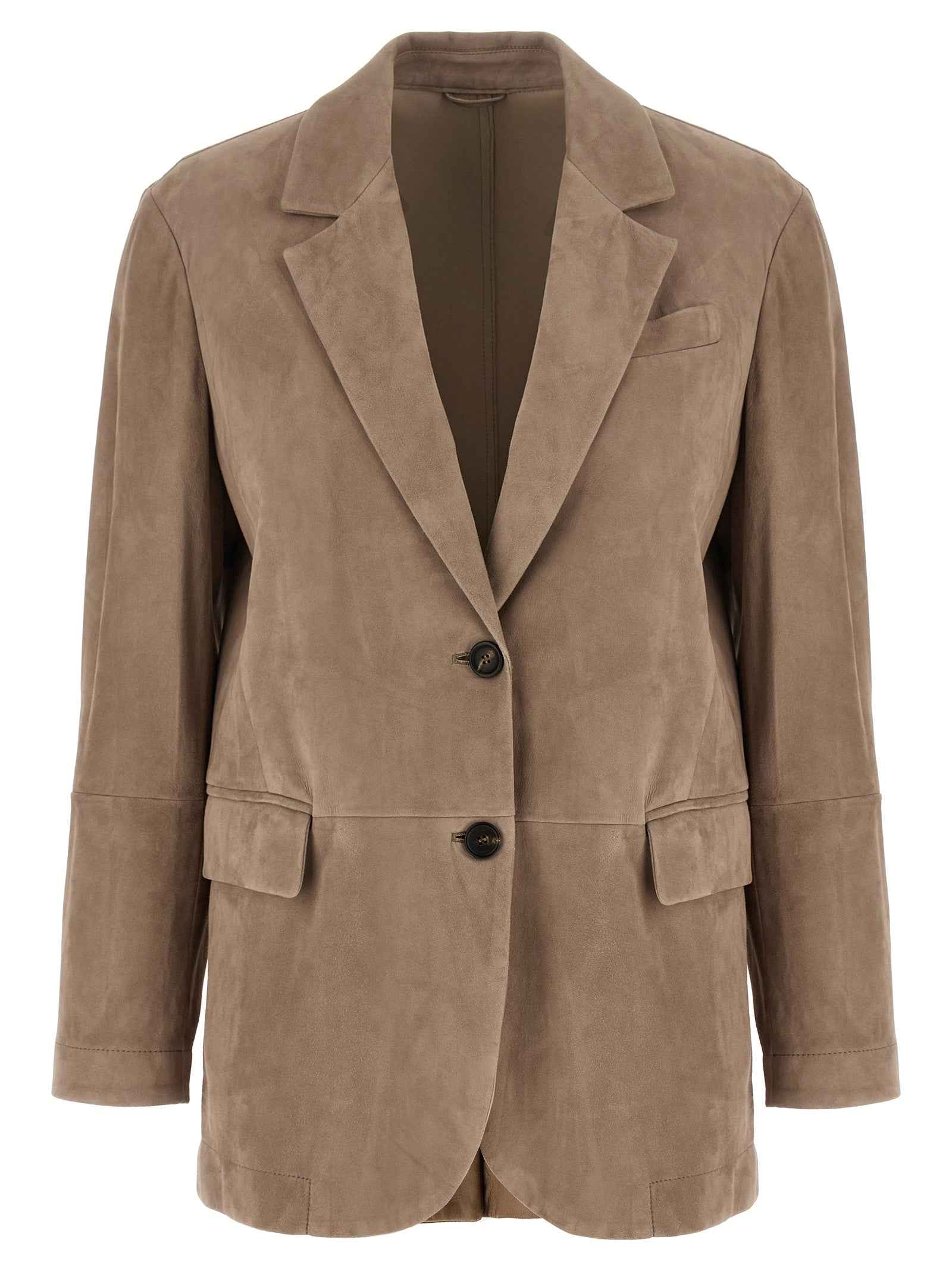 Brunello Cucinelli Beige Lamb Leather Blazer