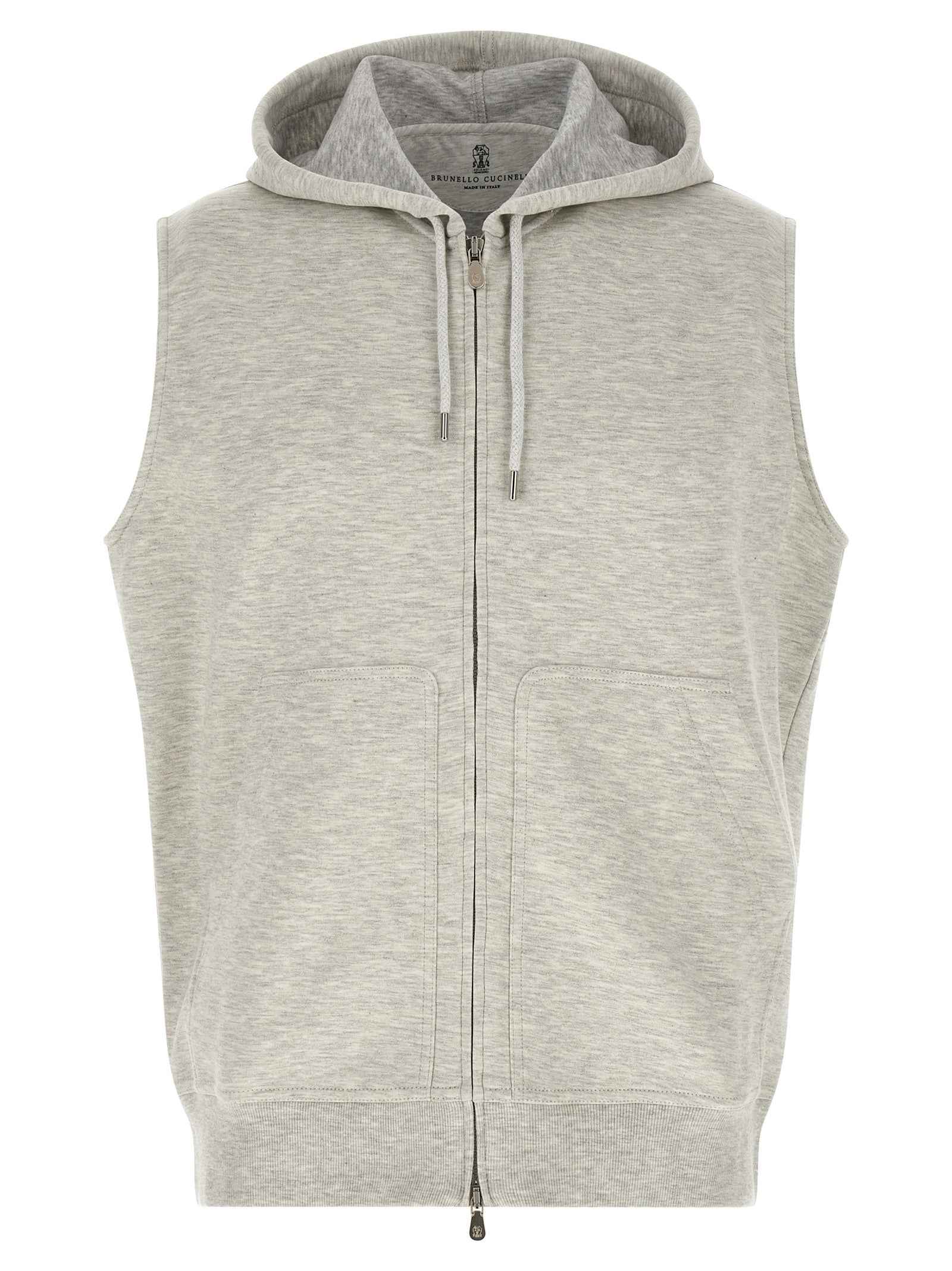 Brunello Cucinelli Gray Cotton Sleeveless Jacket