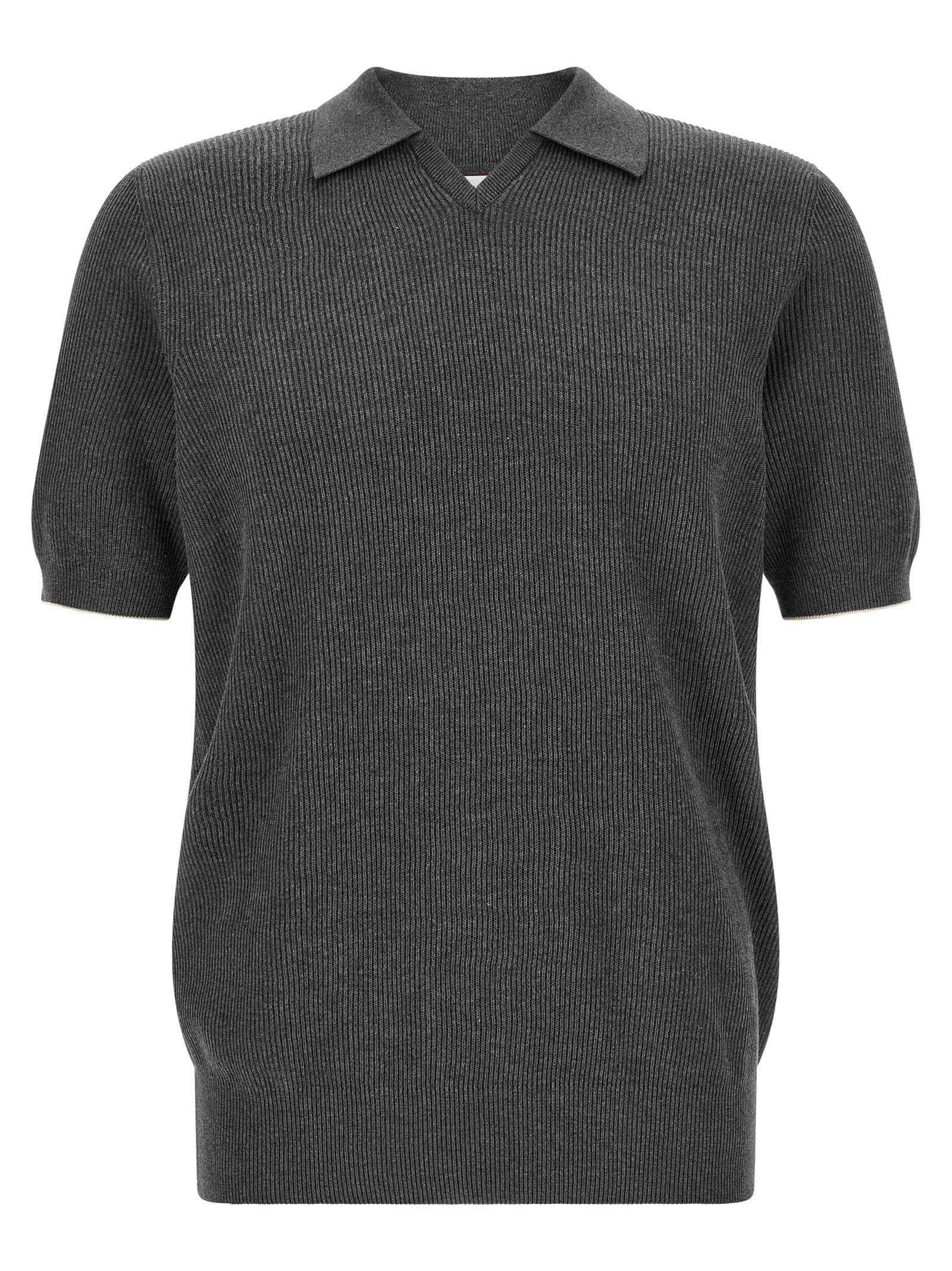 Brunello Cucinelli Gray Cotton Polo Shirt