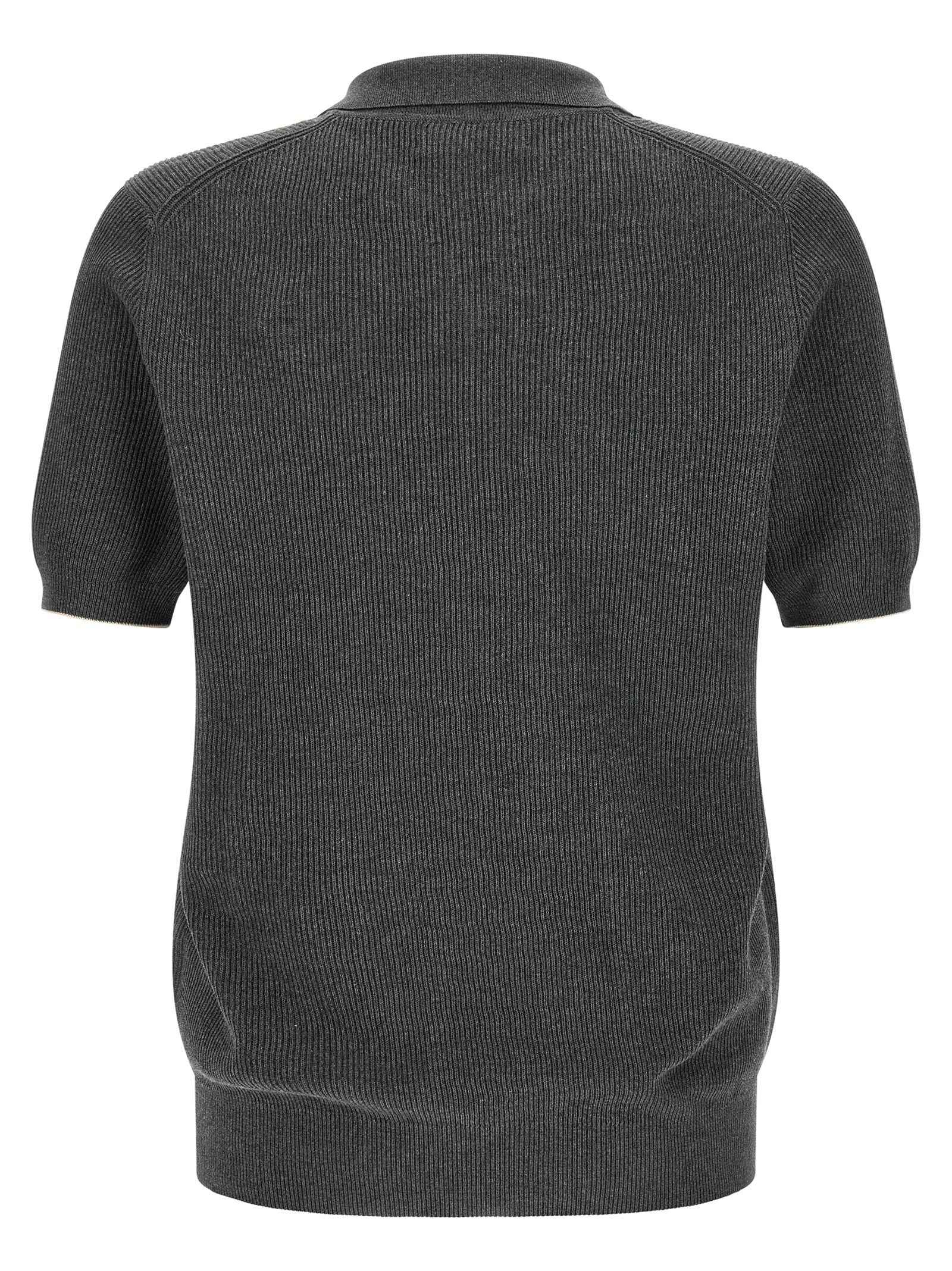 Brunello Cucinelli Gray Cotton Polo Shirt