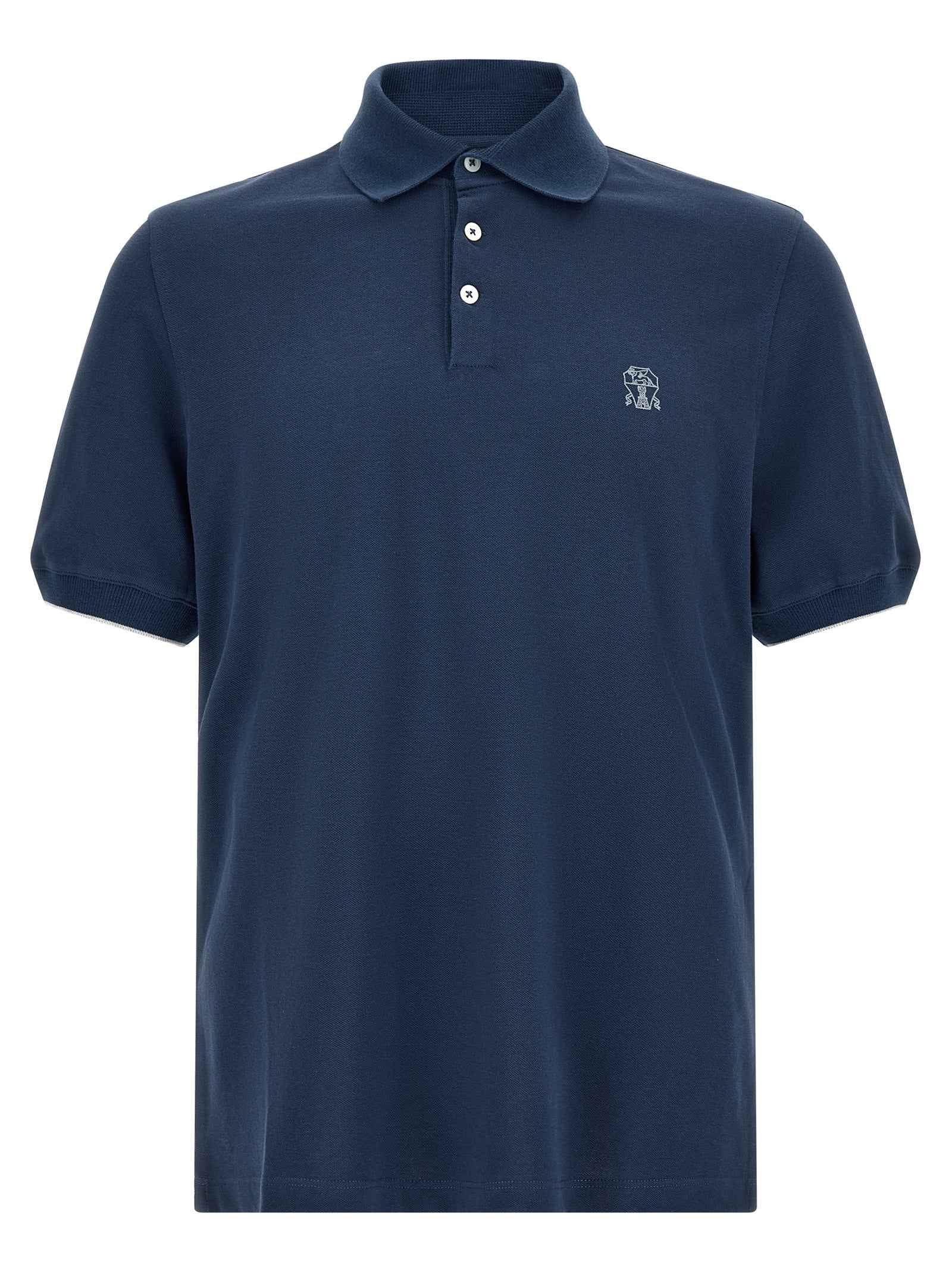 Brunello Cucinelli Blue Cotton Polo Shirt