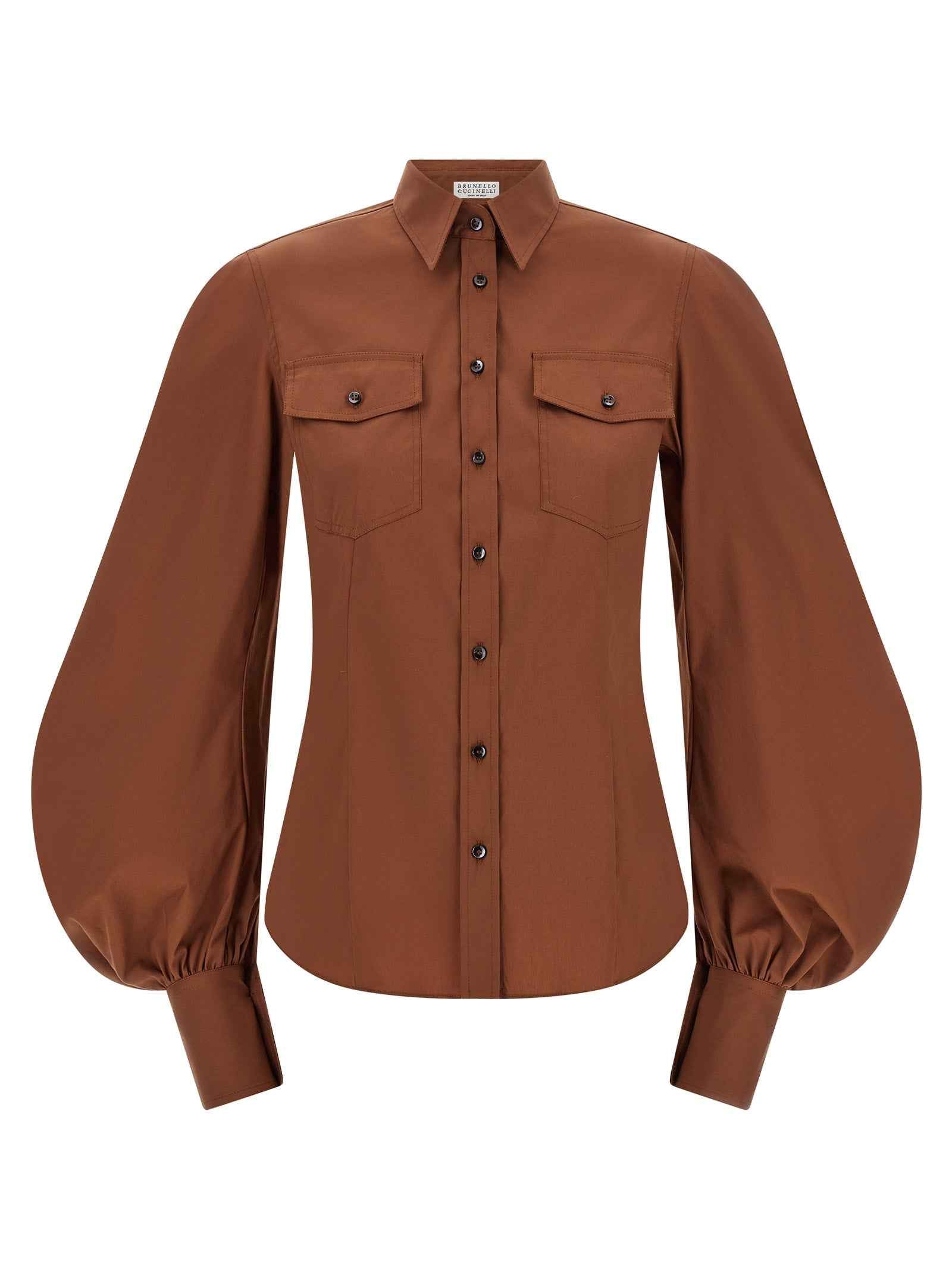 Brunello Cucinelli Brown Cotton Blouse