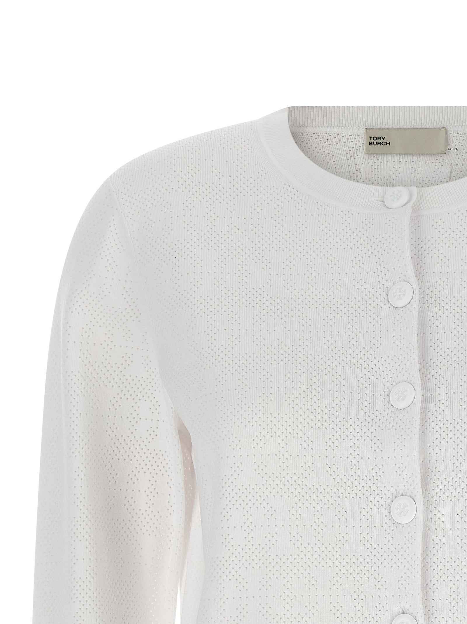 Tory Burch White Viscose Cardigan
