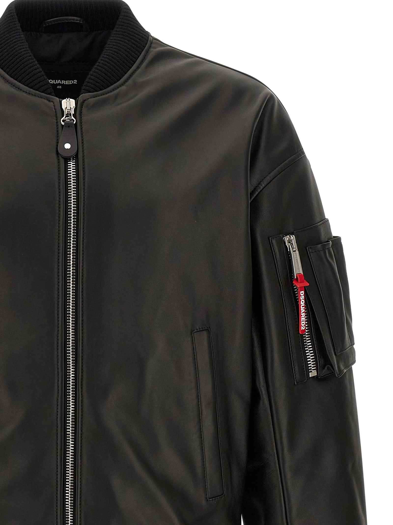 Dsquared² Black Leather Leather Jacket