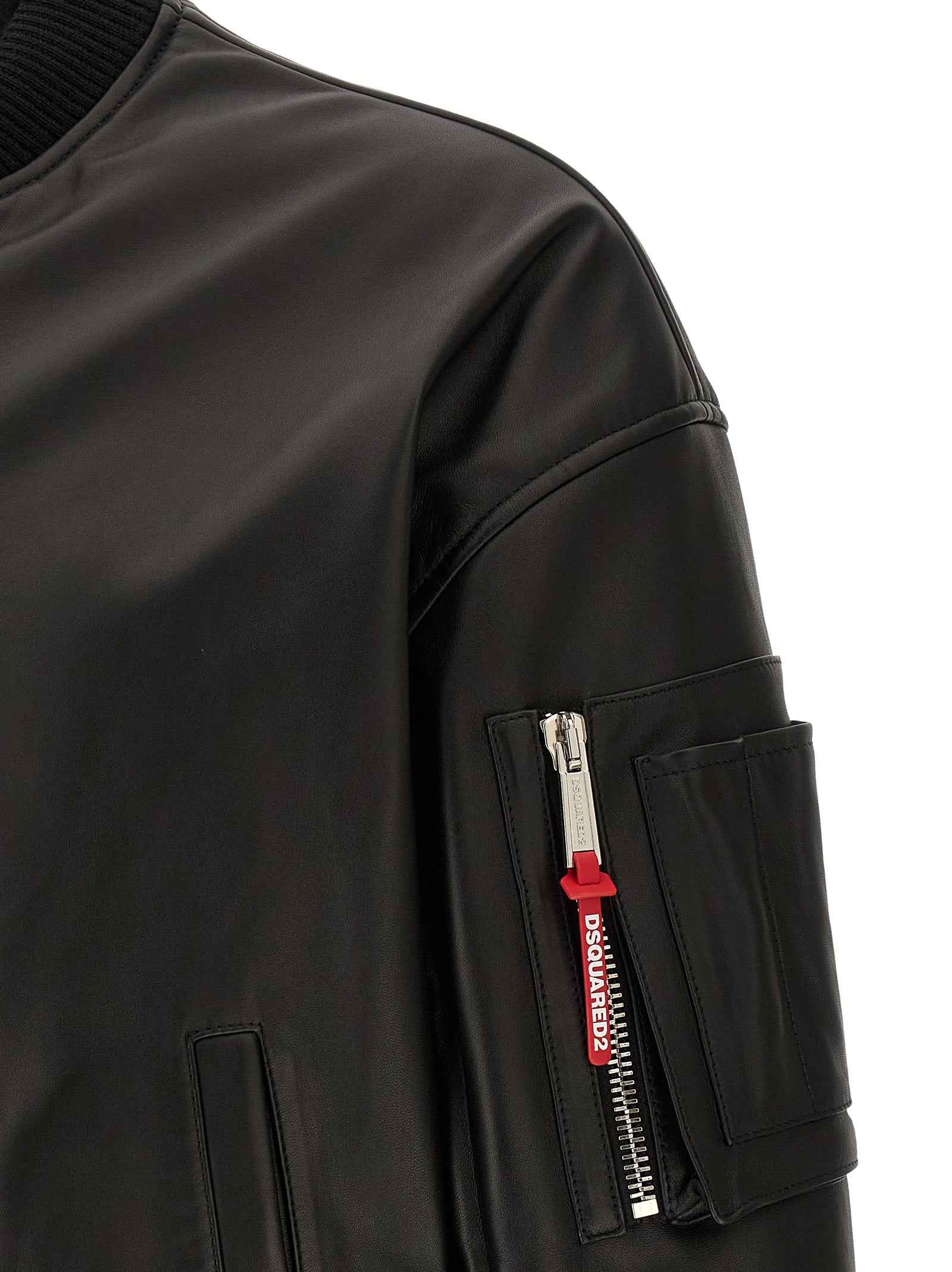 Dsquared² Black Leather Leather Jacket