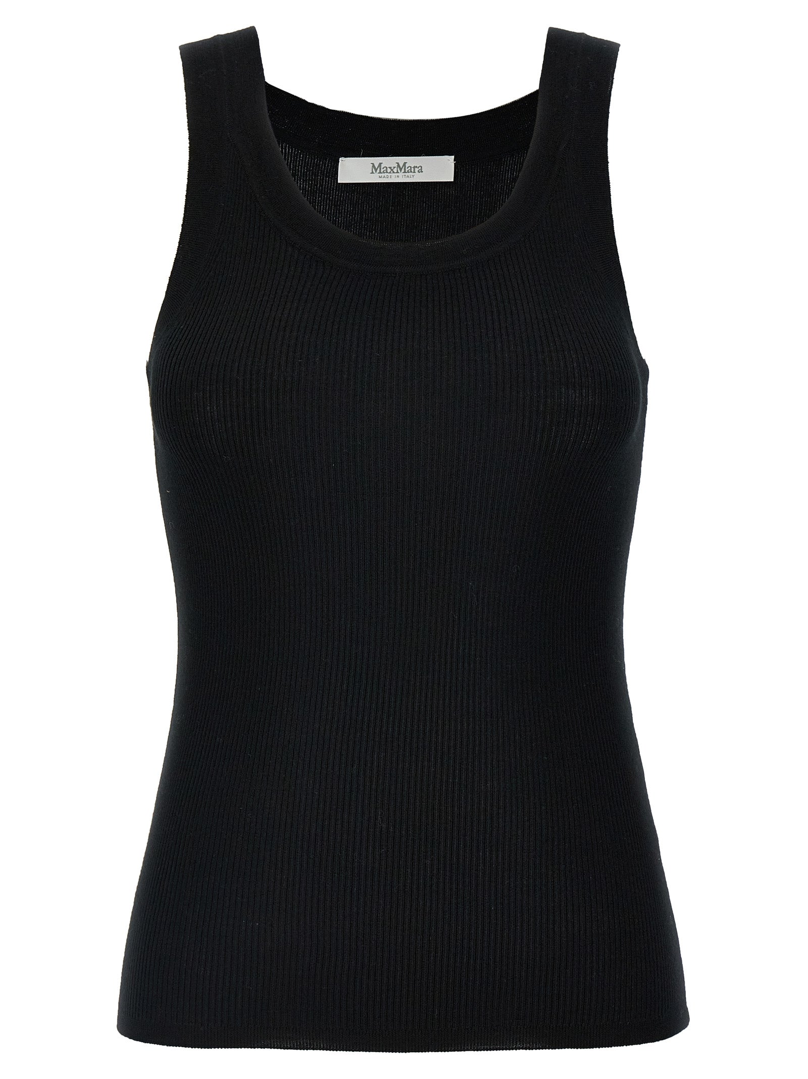Max Mara Black Virgin Wool Sleeveles T-Shirt