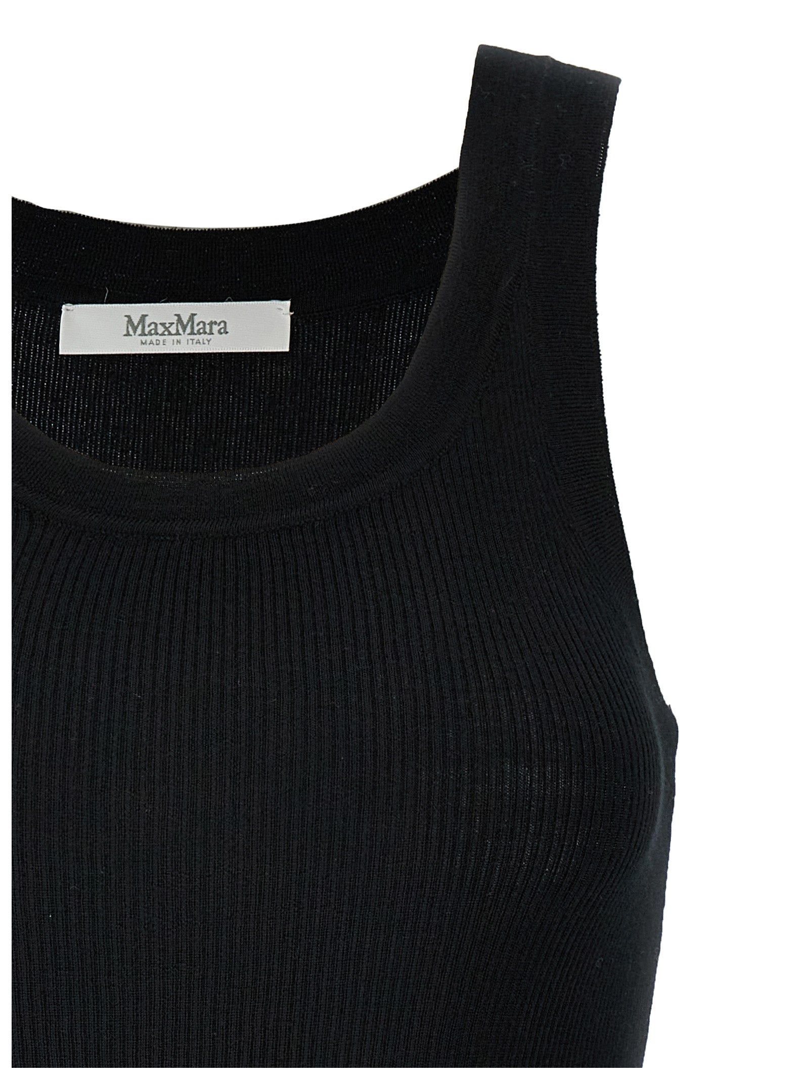 Max Mara Black Virgin Wool Sleeveles T-Shirt