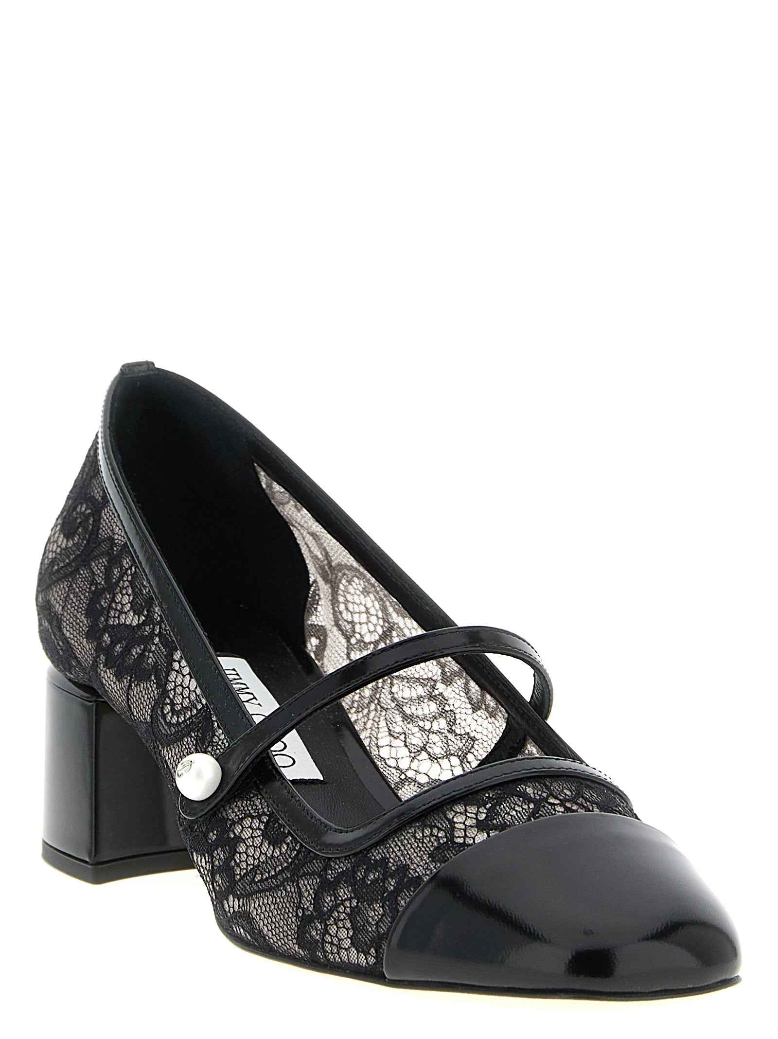 Jimmy Choo Black Tencel Mid Heel Pumps