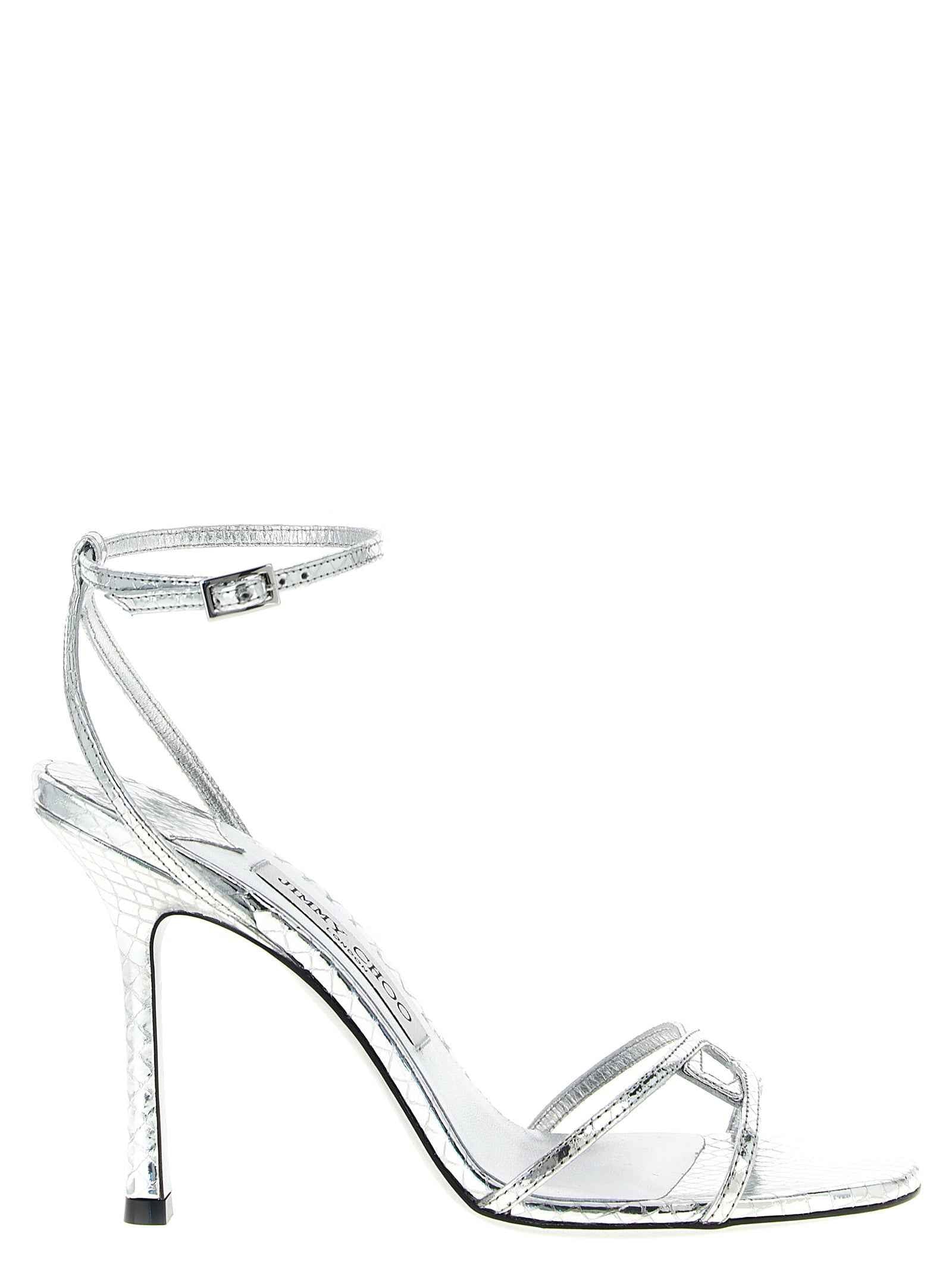 Jimmy Choo Silver Leather Stiletto Heel Sandals