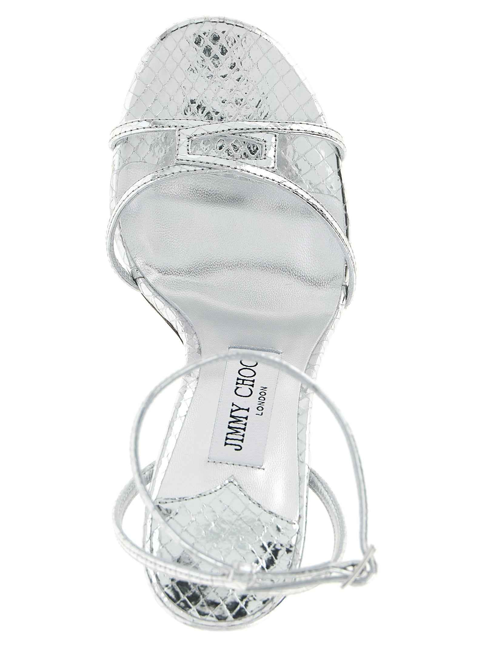 Jimmy Choo Silver Leather Stiletto Heel Sandals