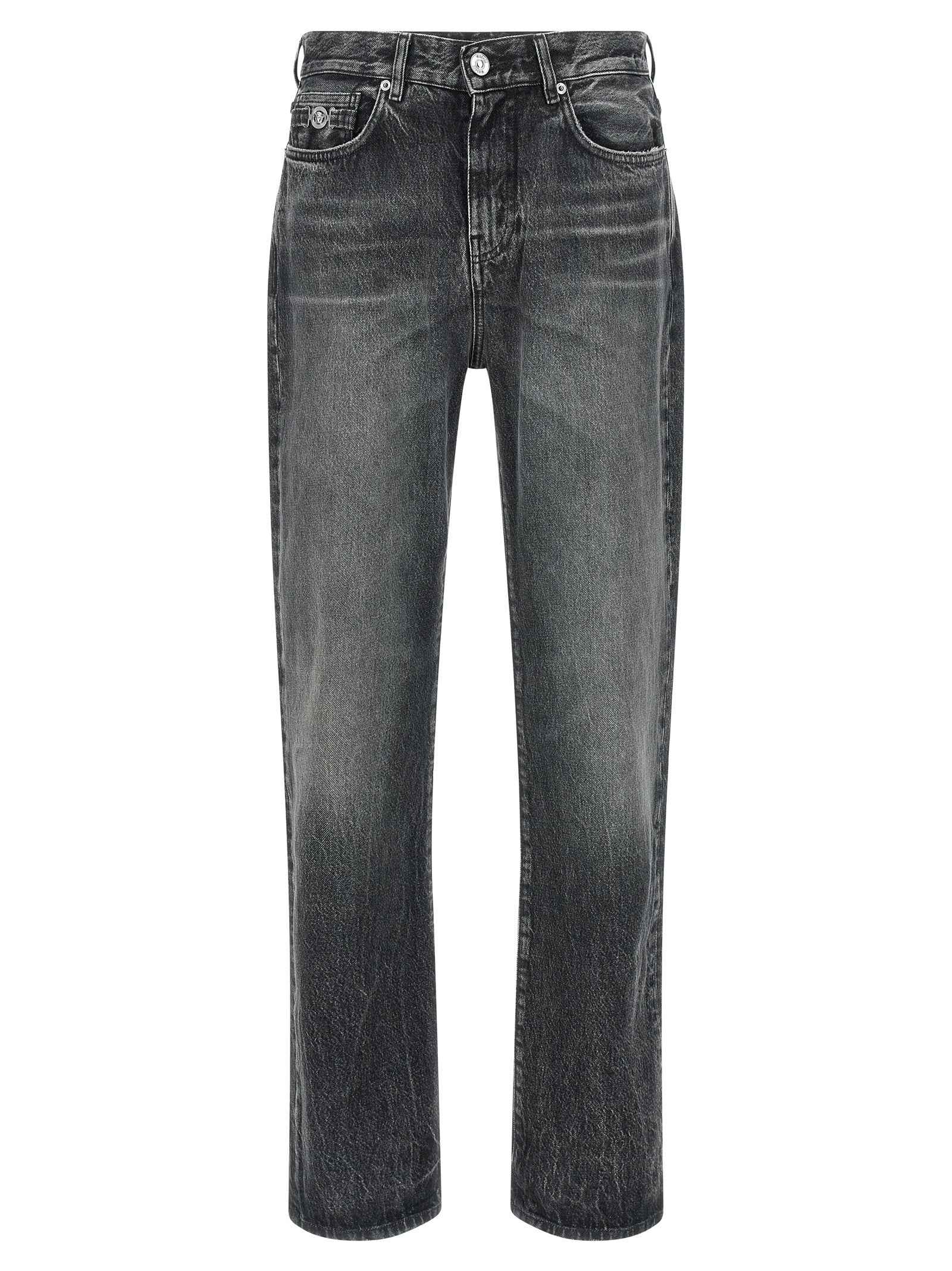 Versace Gray Cotton Straight-Leg Jeans