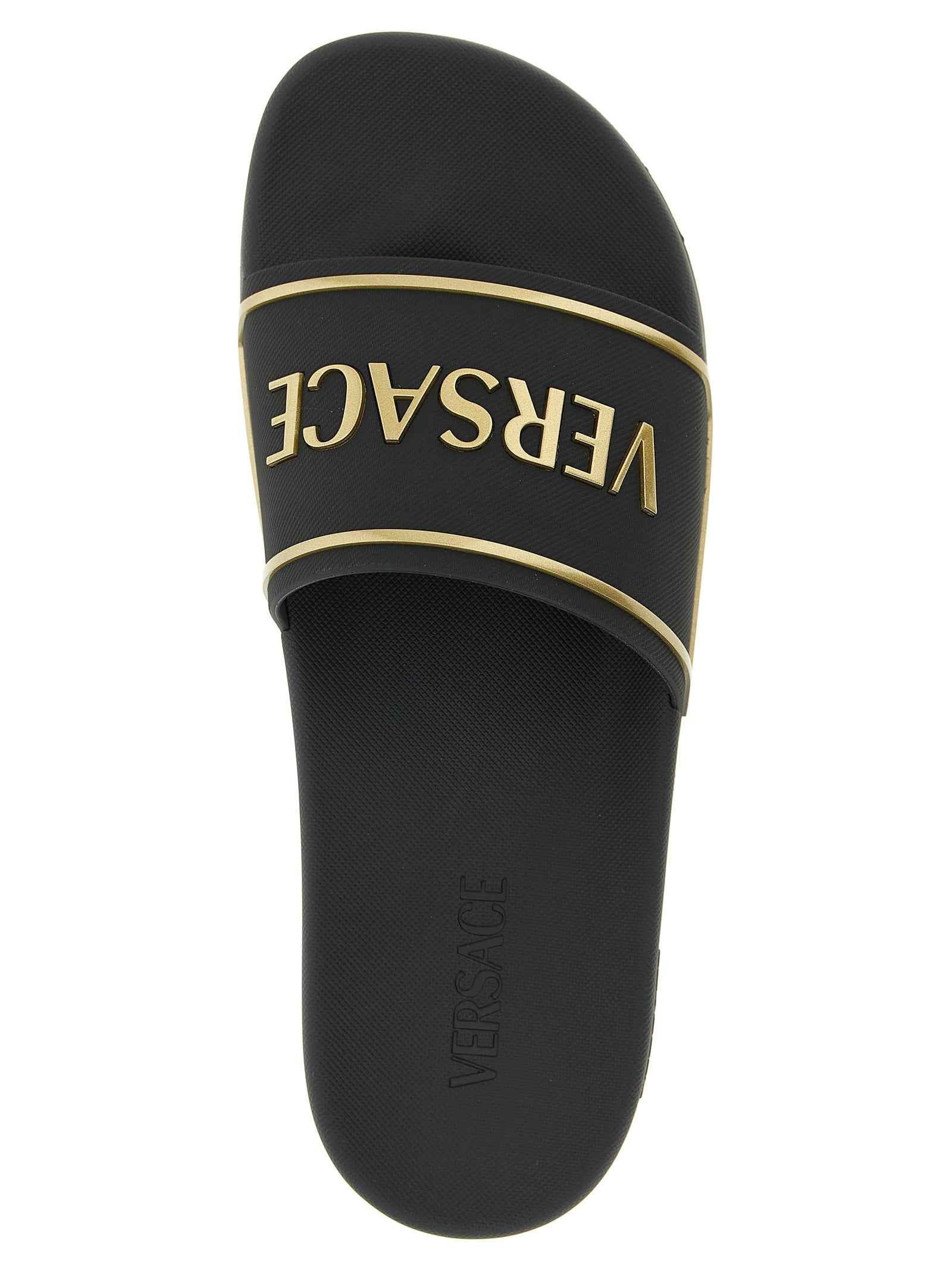 Versace Black Polyurethane Slides