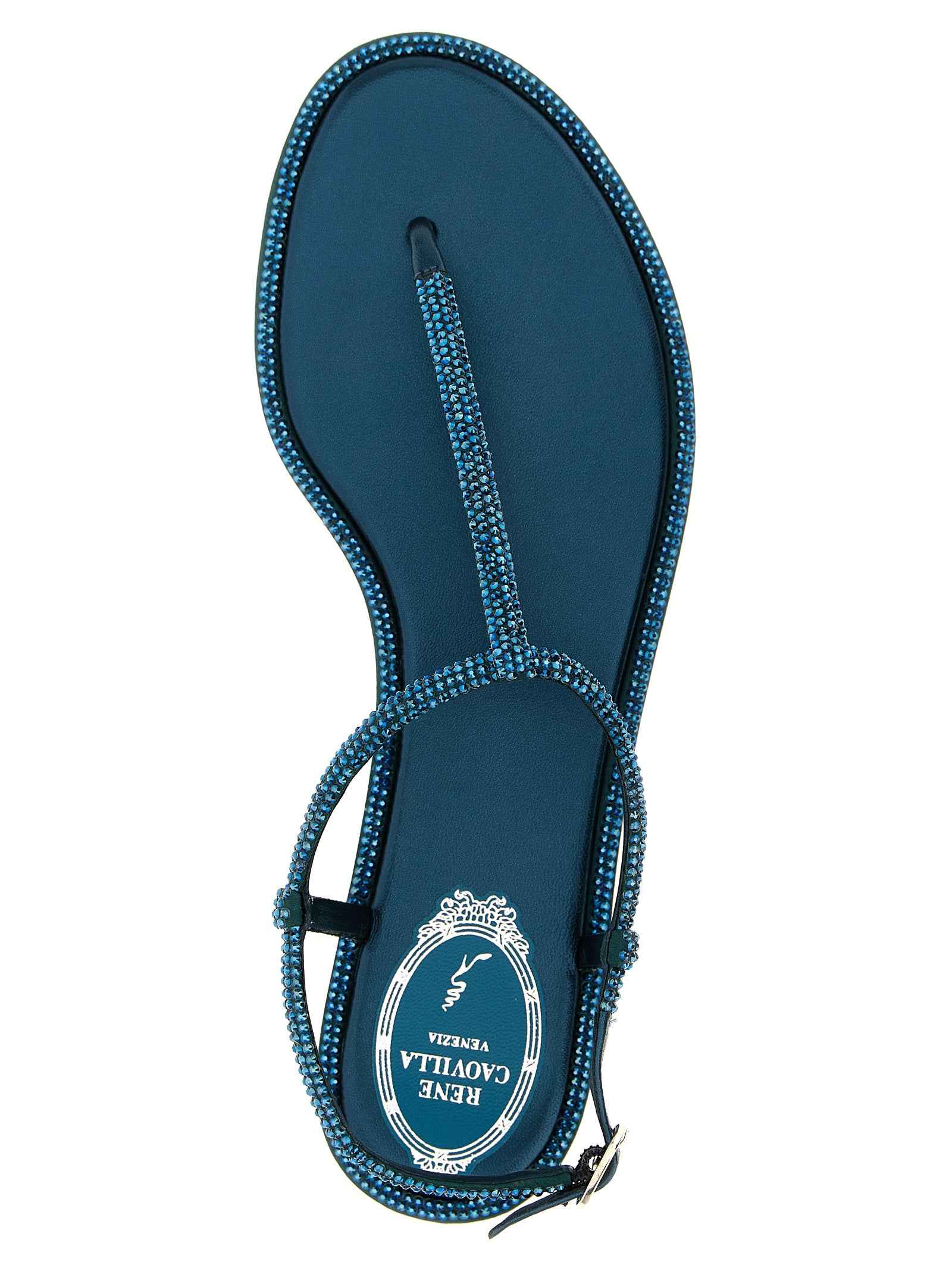 RENE CAOVILLA Bicolor Viscose Flat Sandals