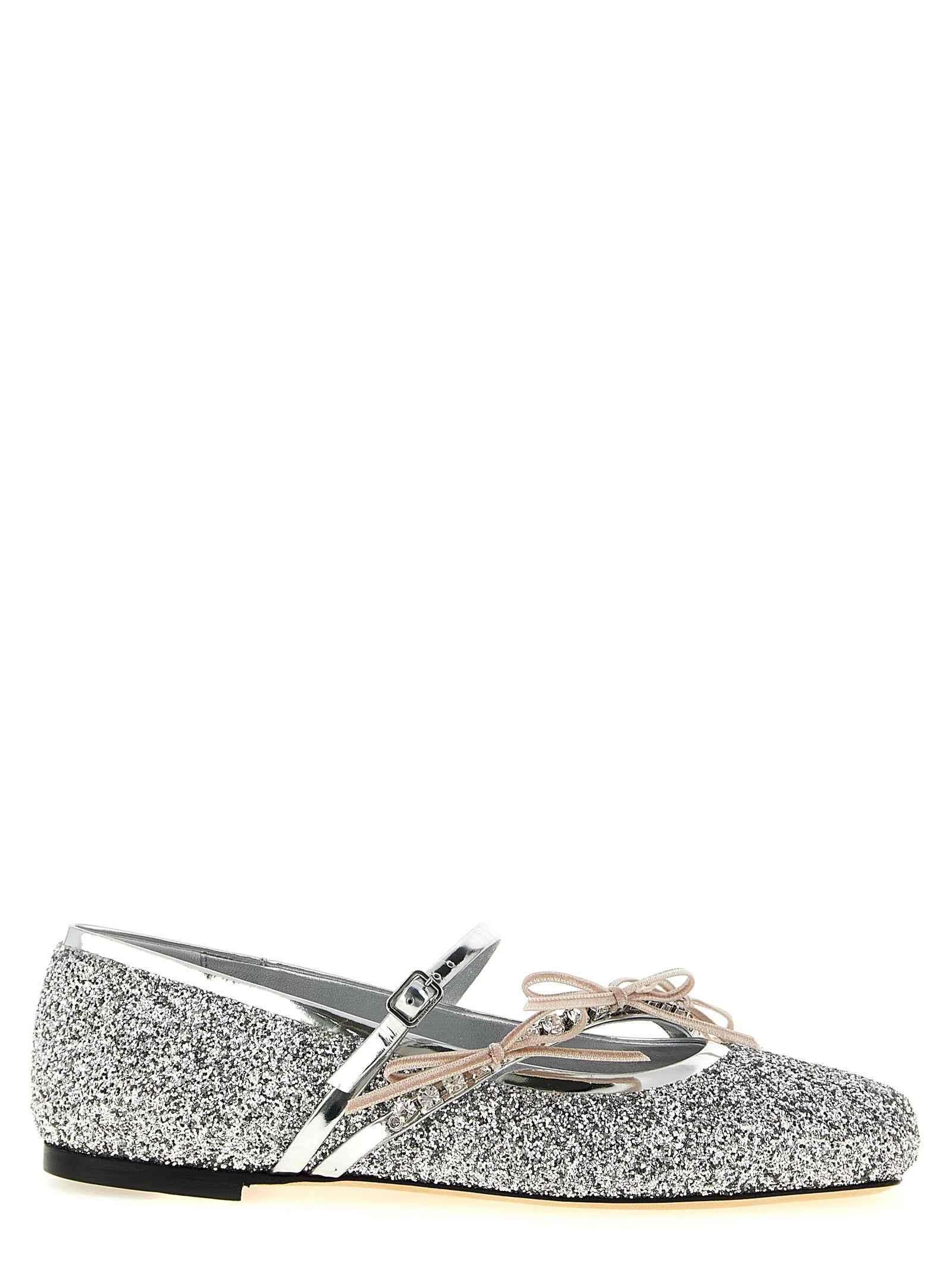 Jimmy Choo Silver Tencel Ballet Flats