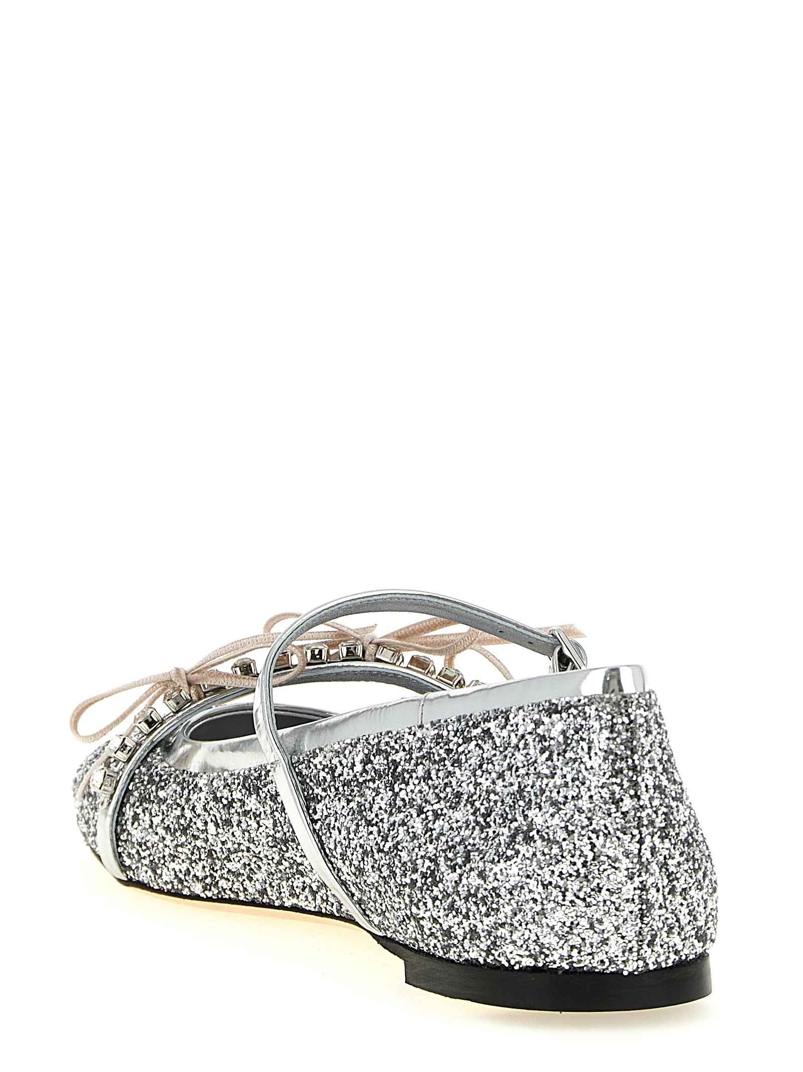 Jimmy Choo Silver Tencel Ballet Flats