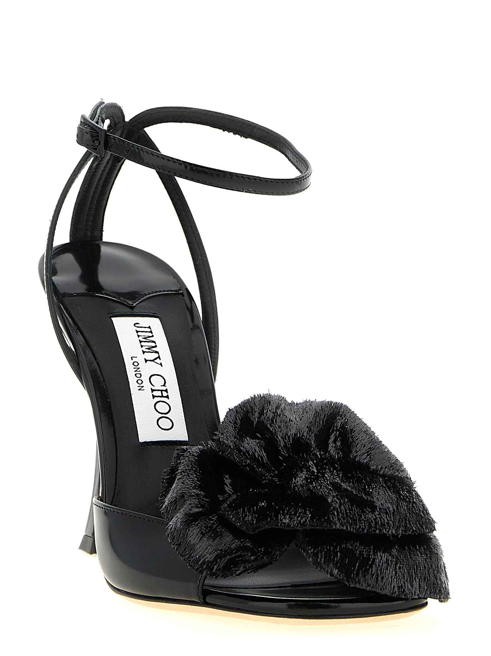 Jimmy Choo Black Leather Stiletto Heel Sandals