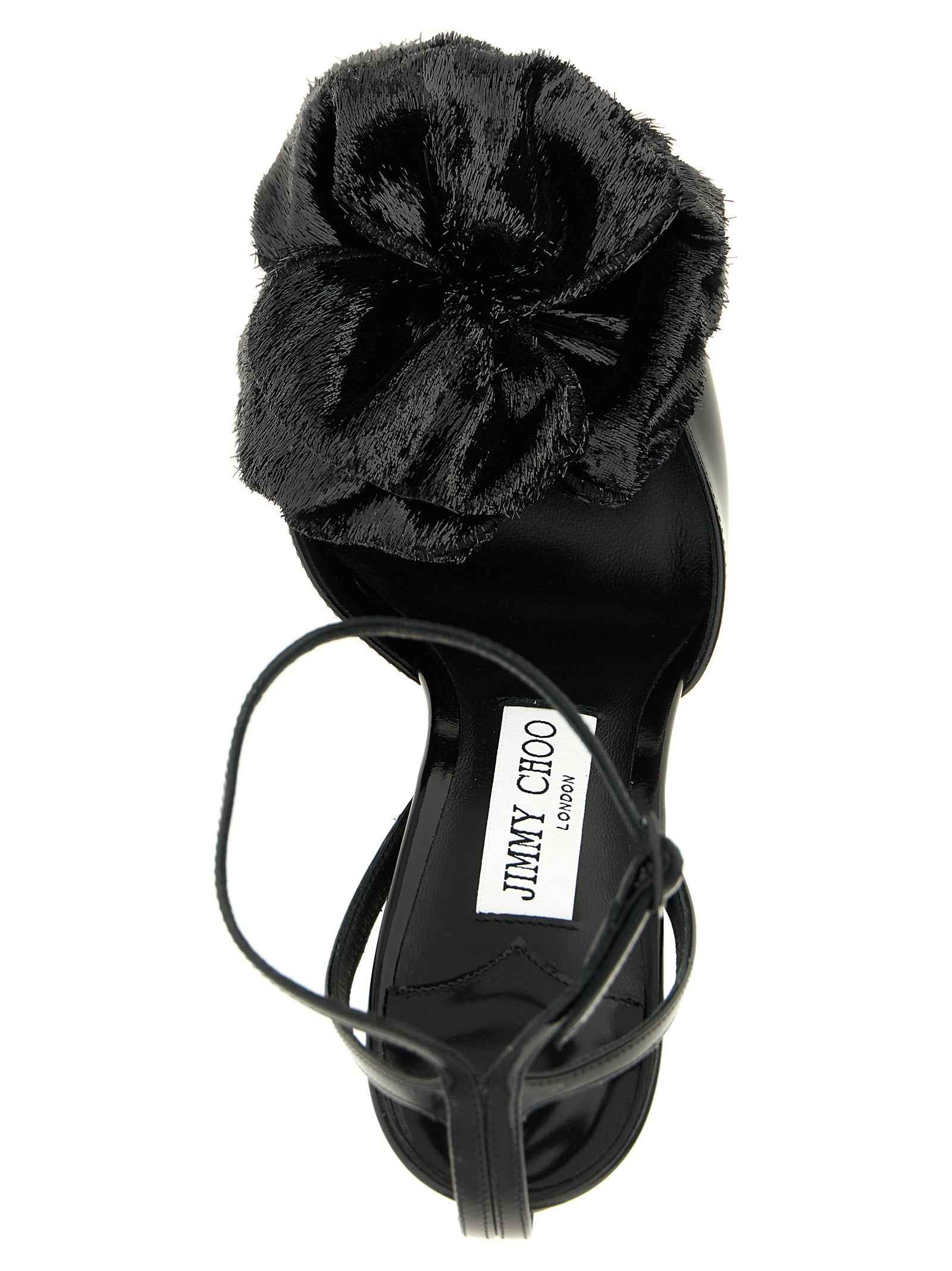 Jimmy Choo Black Leather Stiletto Heel Sandals