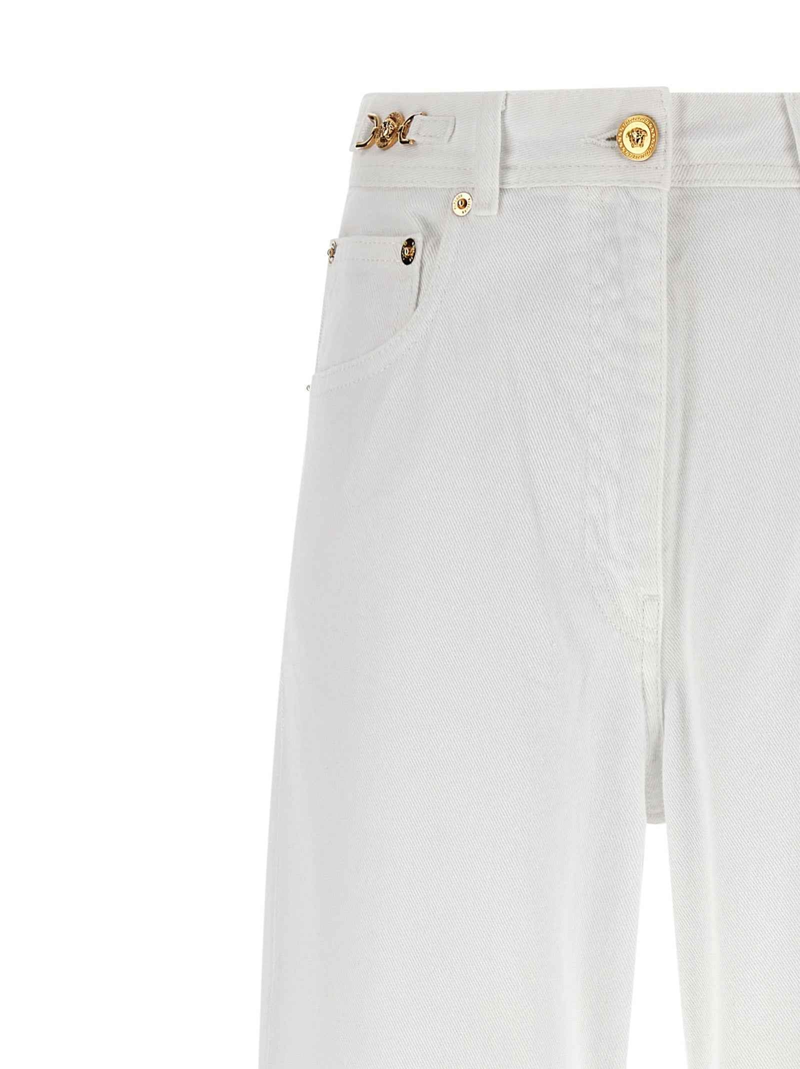 Versace White Cotton Straight-Leg Jeans