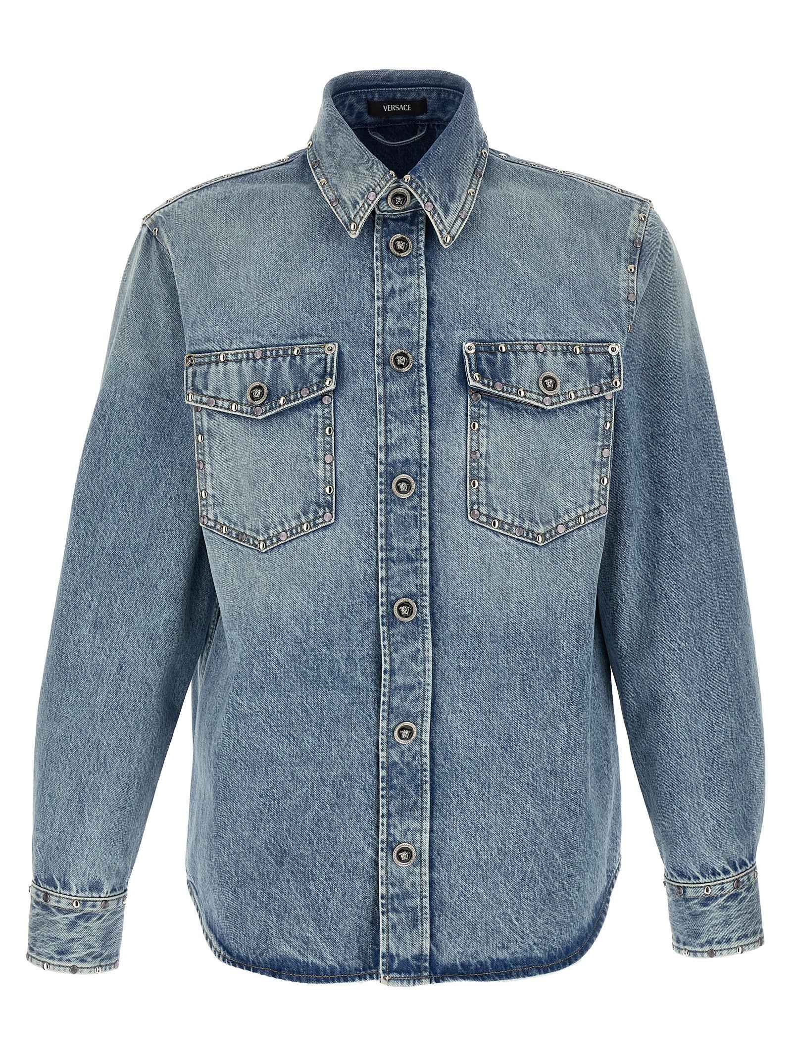 Versace Blue Cotton Blouse