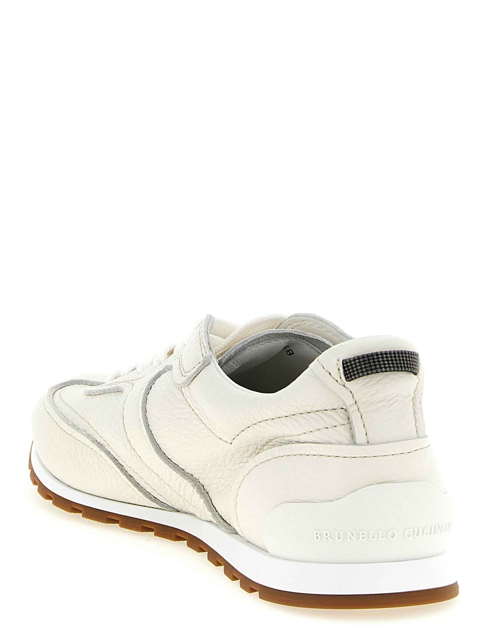 Brunello Cucinelli White Goatskin Athletic Sneakers