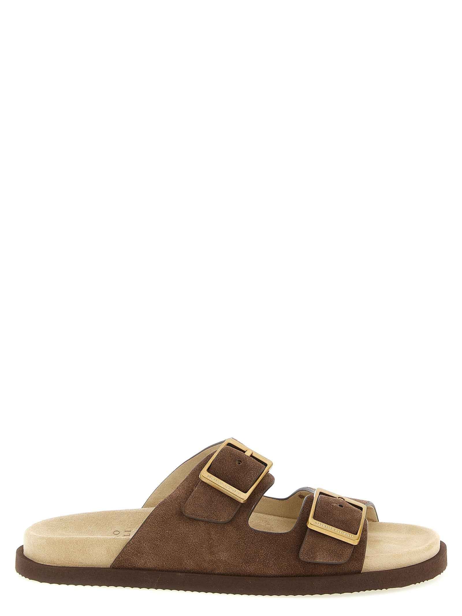Brunello Cucinelli Brown Calfskin Slides