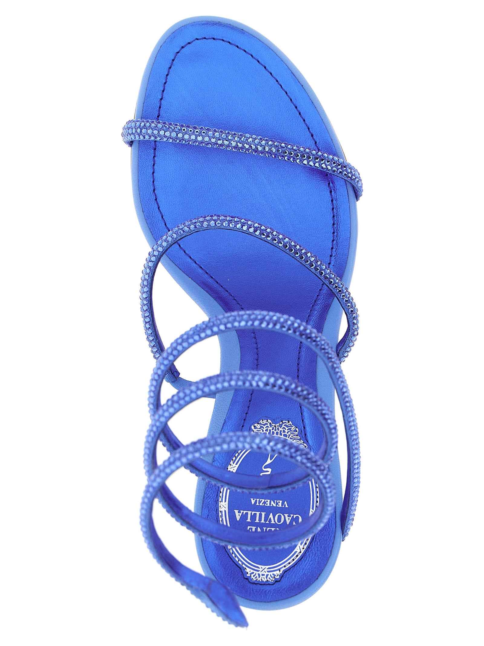 RENE CAOVILLA Blue Viscose Stiletto Heel Sandals