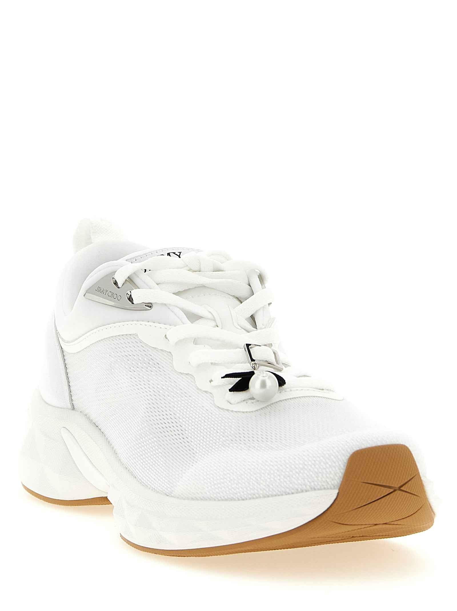 Jimmy Choo White Tencel Athletic Sneakers