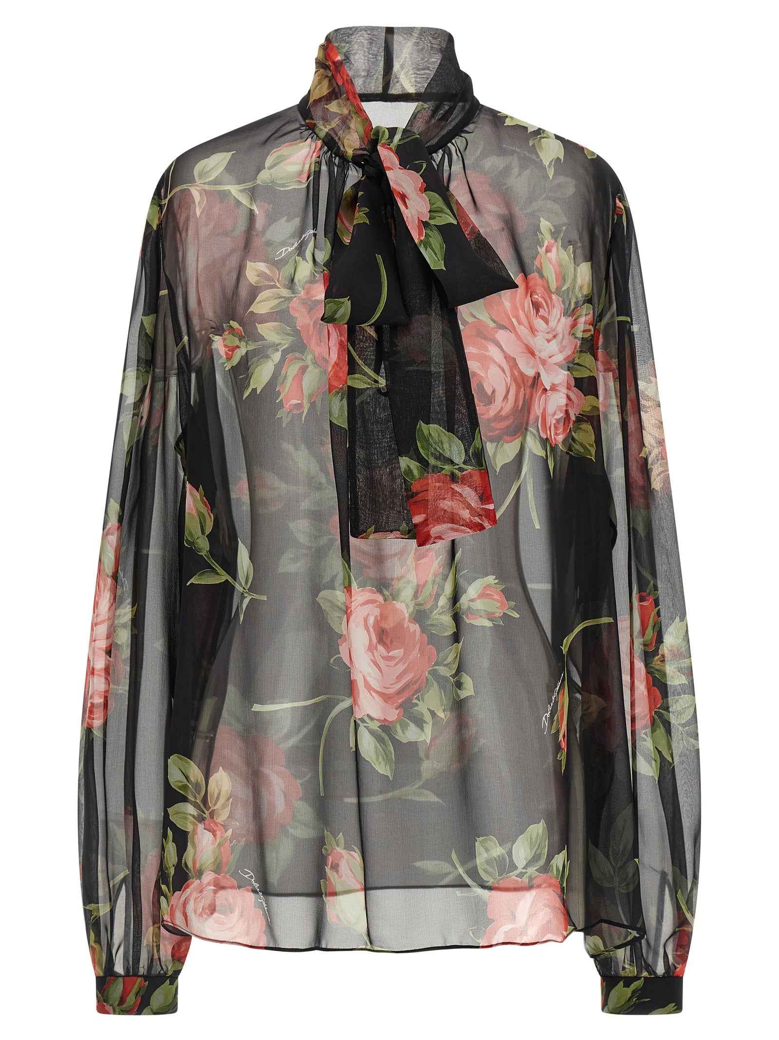 Dolce & Gabbana Black Silk Pattern Shirt