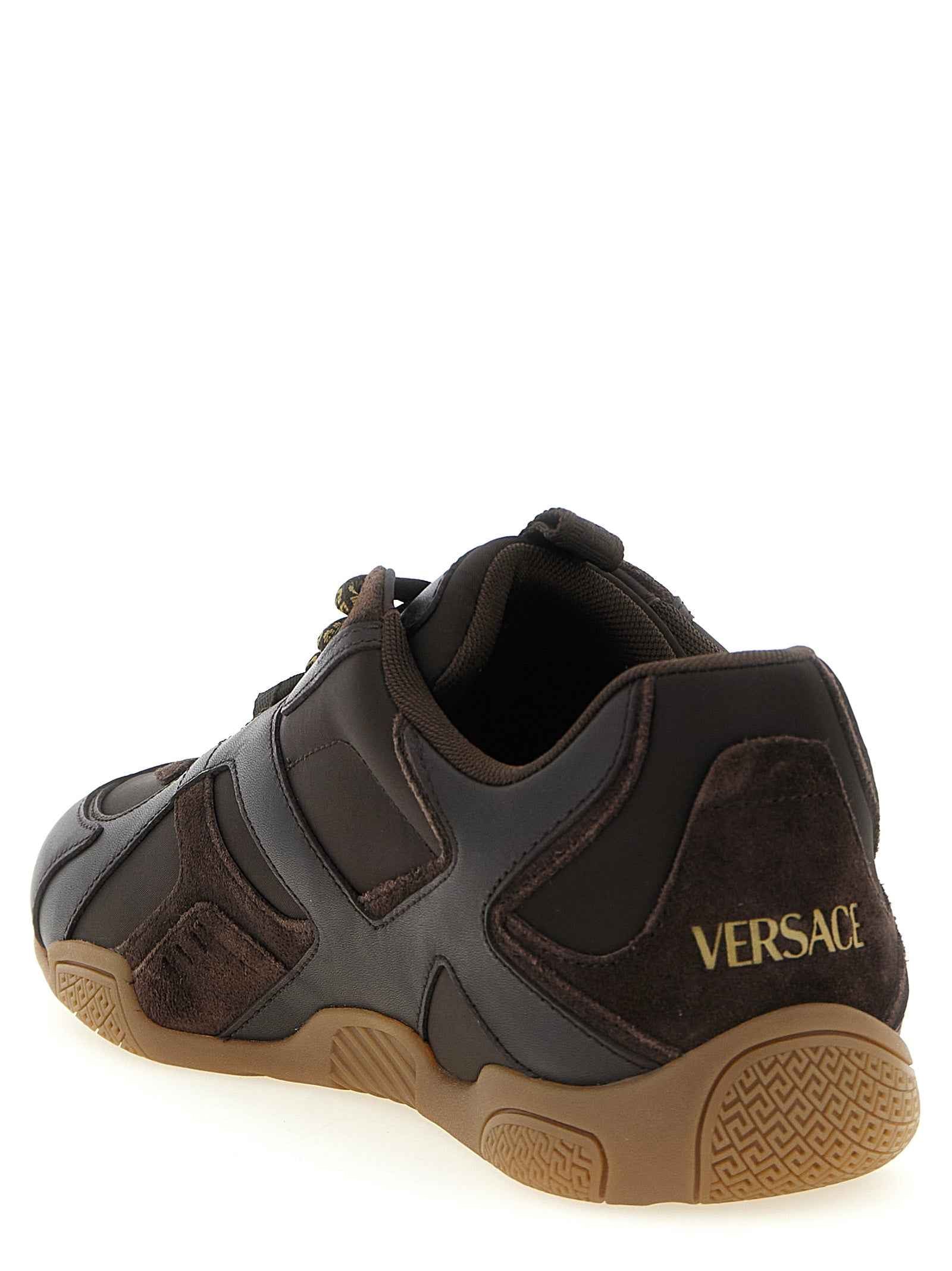 Versace Brown Calfskin Athletic Sneakers