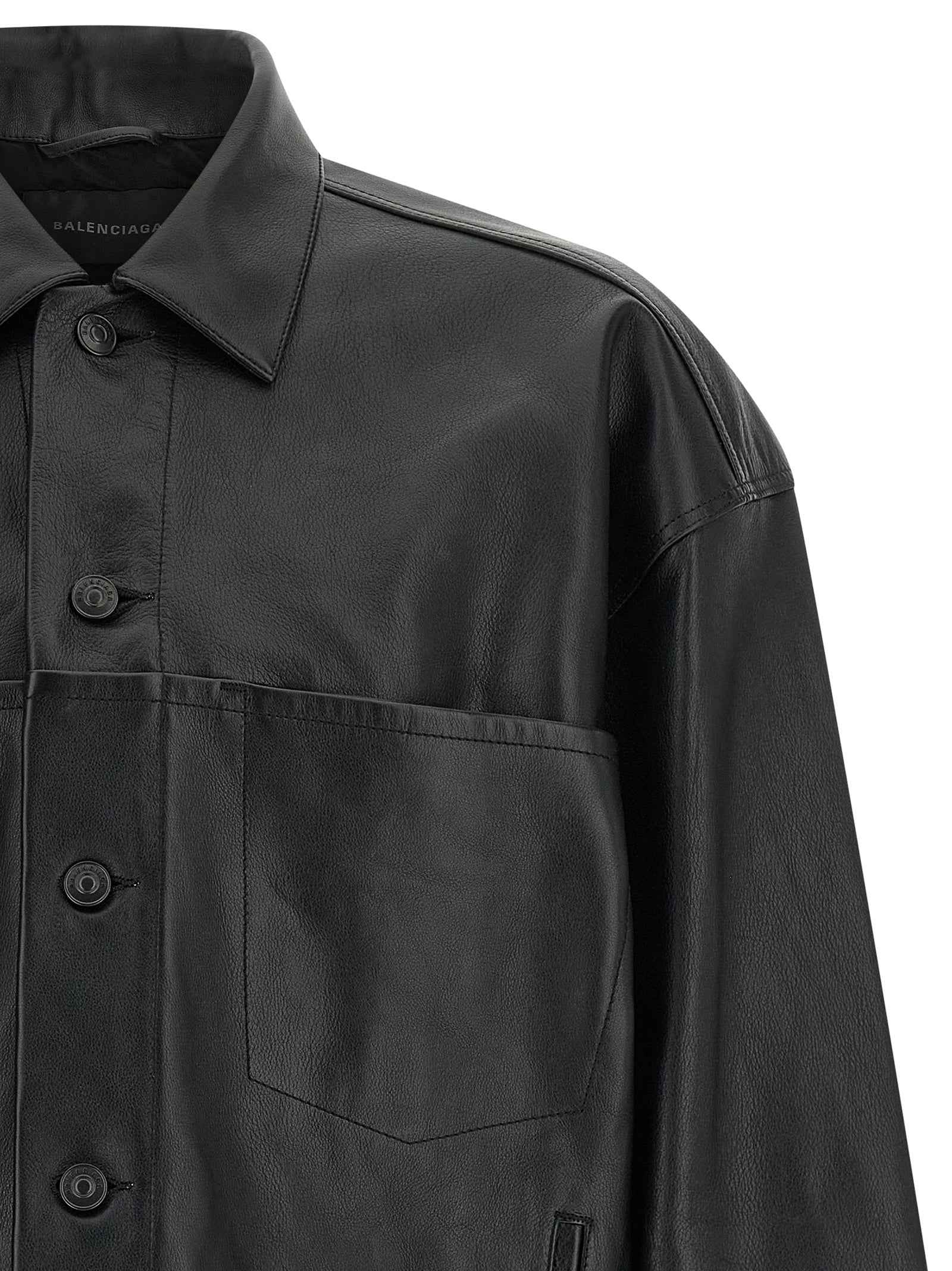 Balenciaga Black Buffalo Leather Leather Jacket
