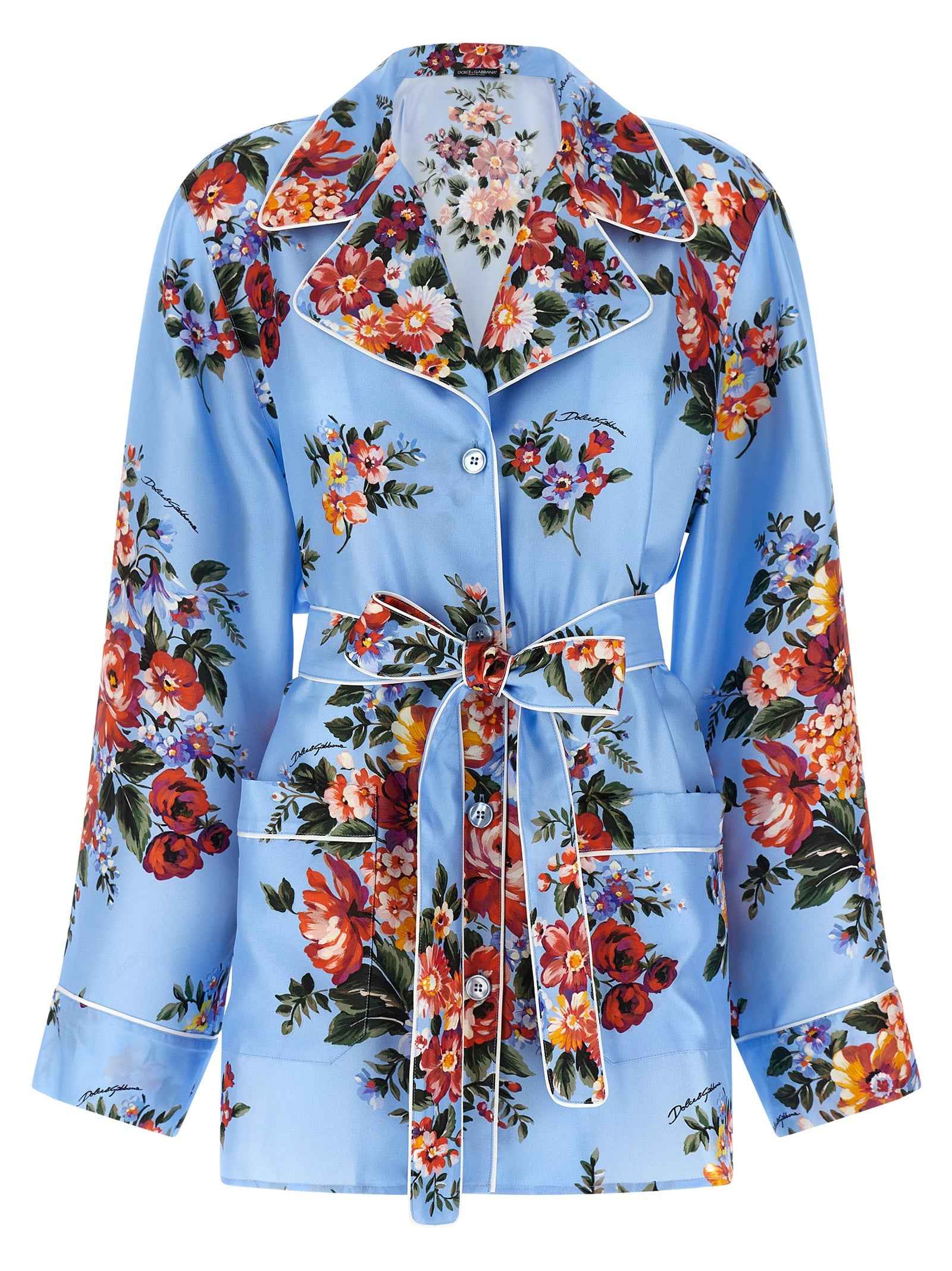 Dolce & Gabbana Blue Silk Blouse