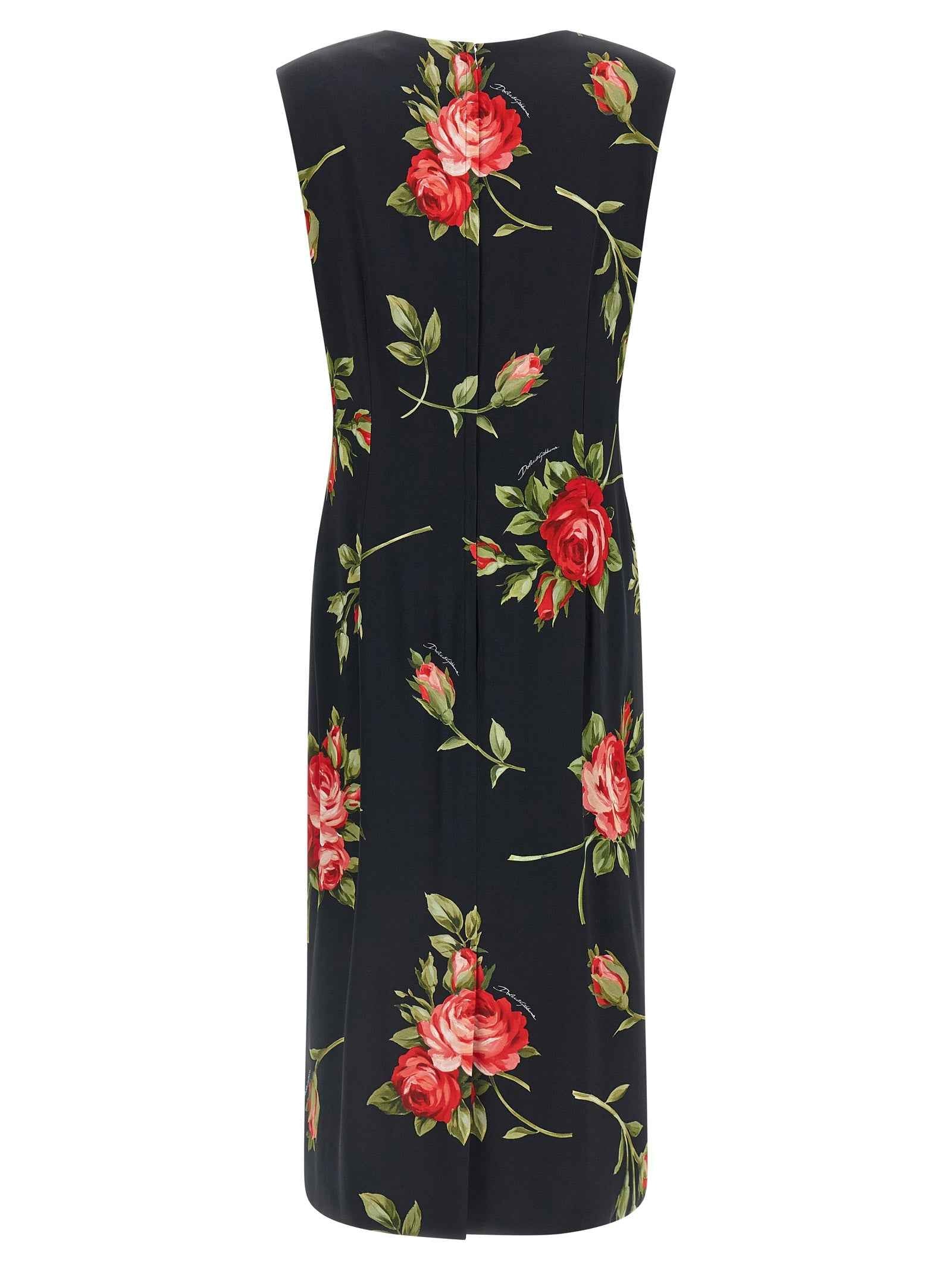 Dolce & Gabbana Black Viscose Midi Dress