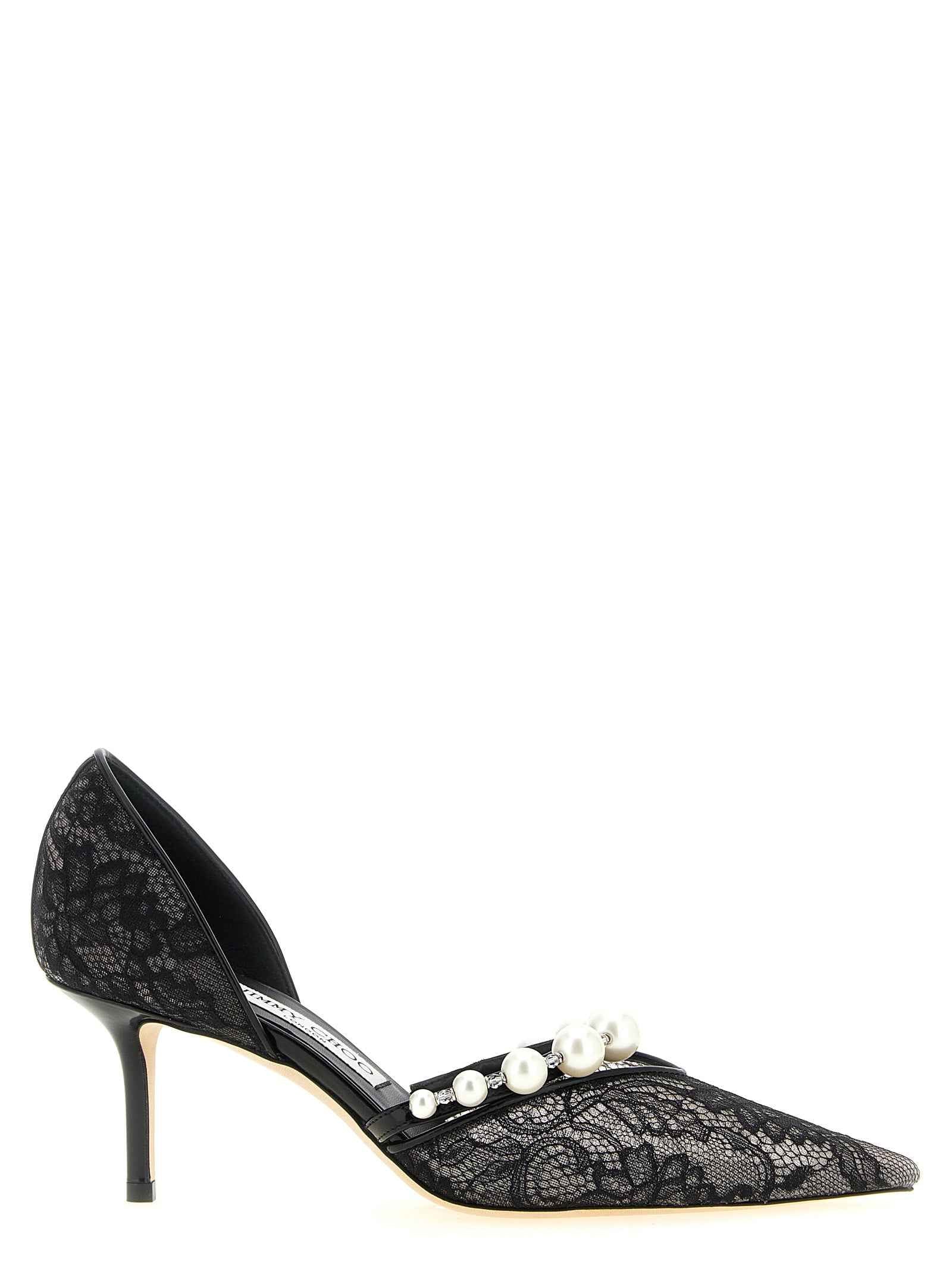 Jimmy Choo Black Tencel Mid Heel Pumps