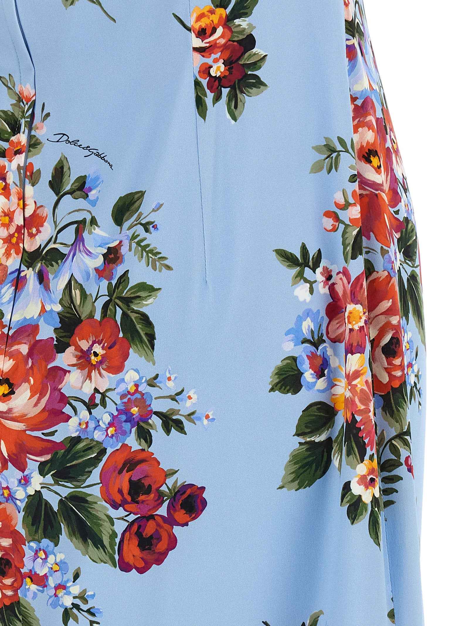 Dolce & Gabbana Blue Silk Midi Dress