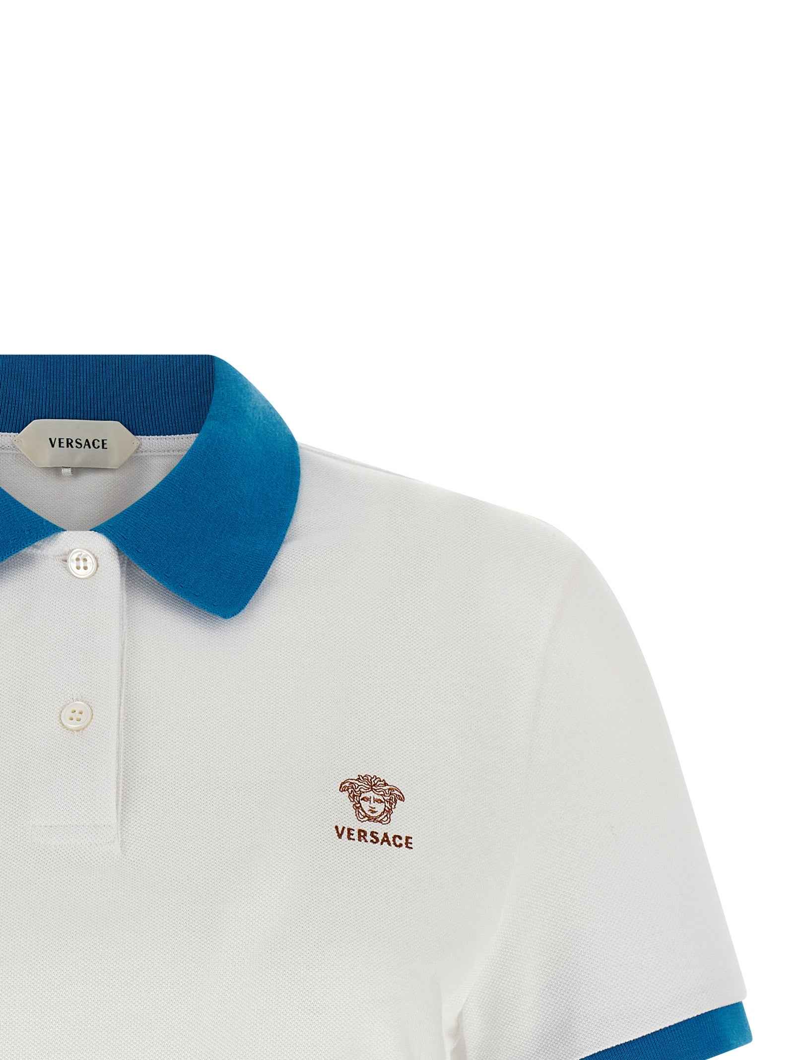 Versace Blue Cotton Polo Shirt