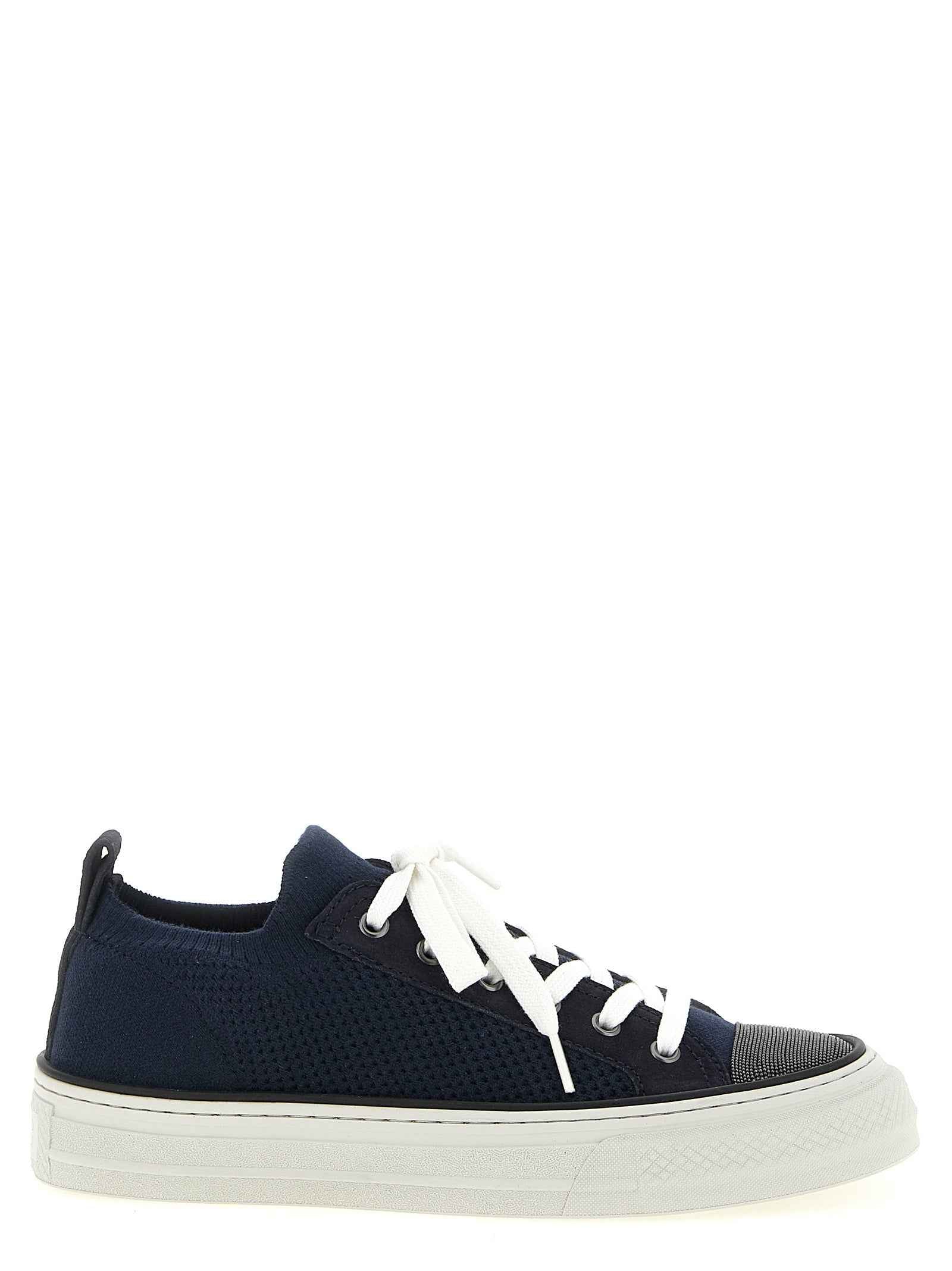 Brunello Cucinelli Blue Cotton Low Top Sneakers