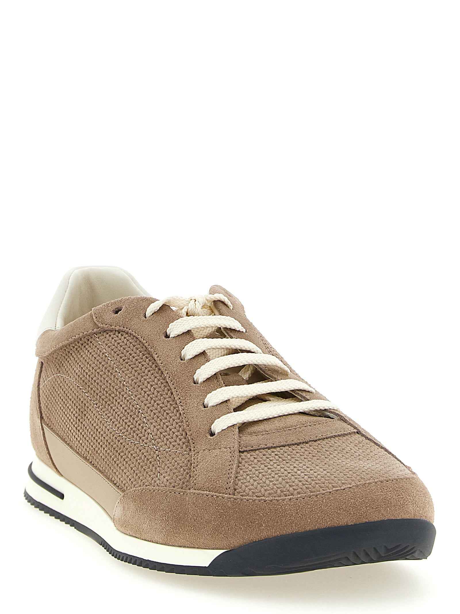Brunello Cucinelli Beige Calfskin Low Top Sneakers